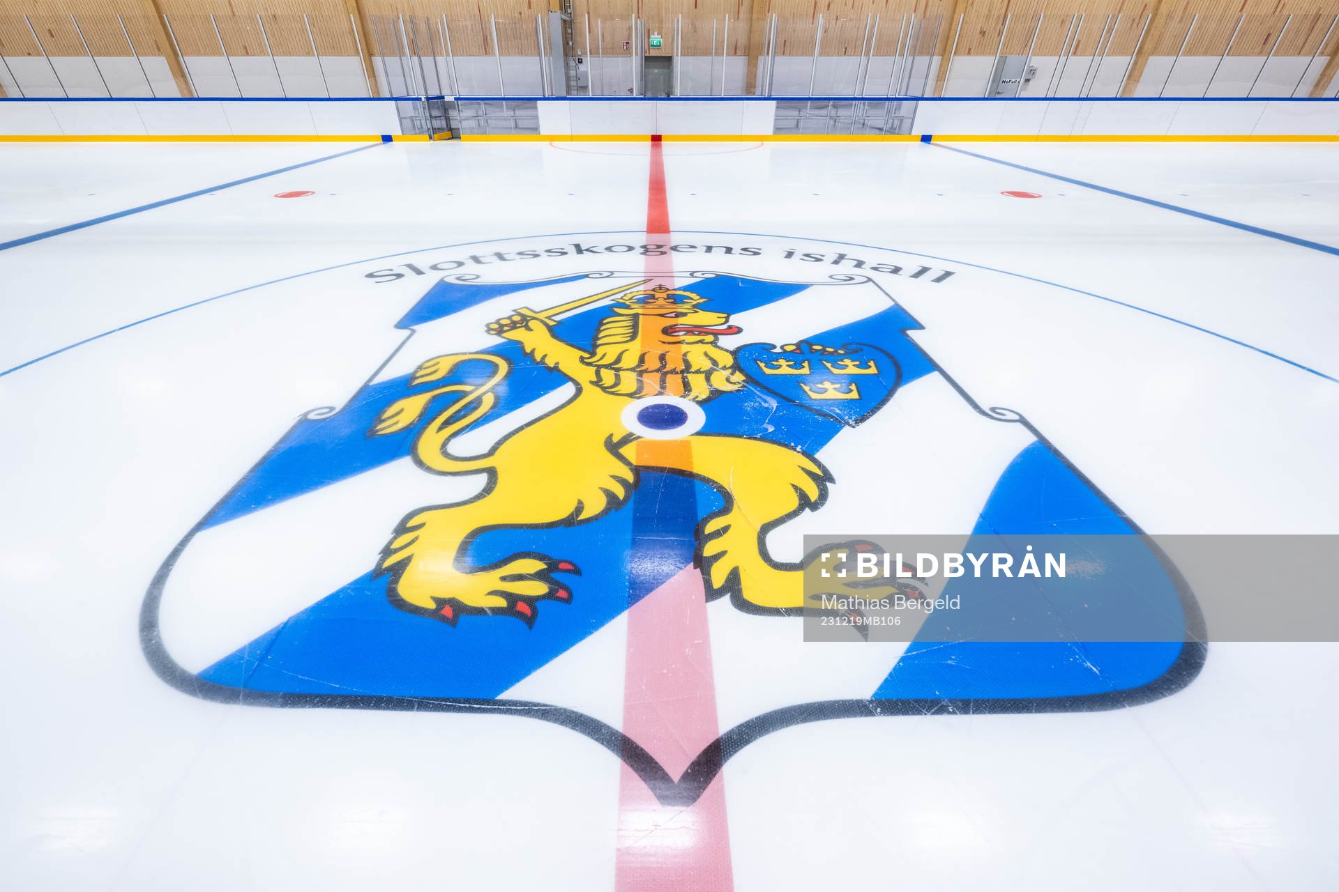 Göteborgs stadsvapen i isen i Slottsskogsrinken
