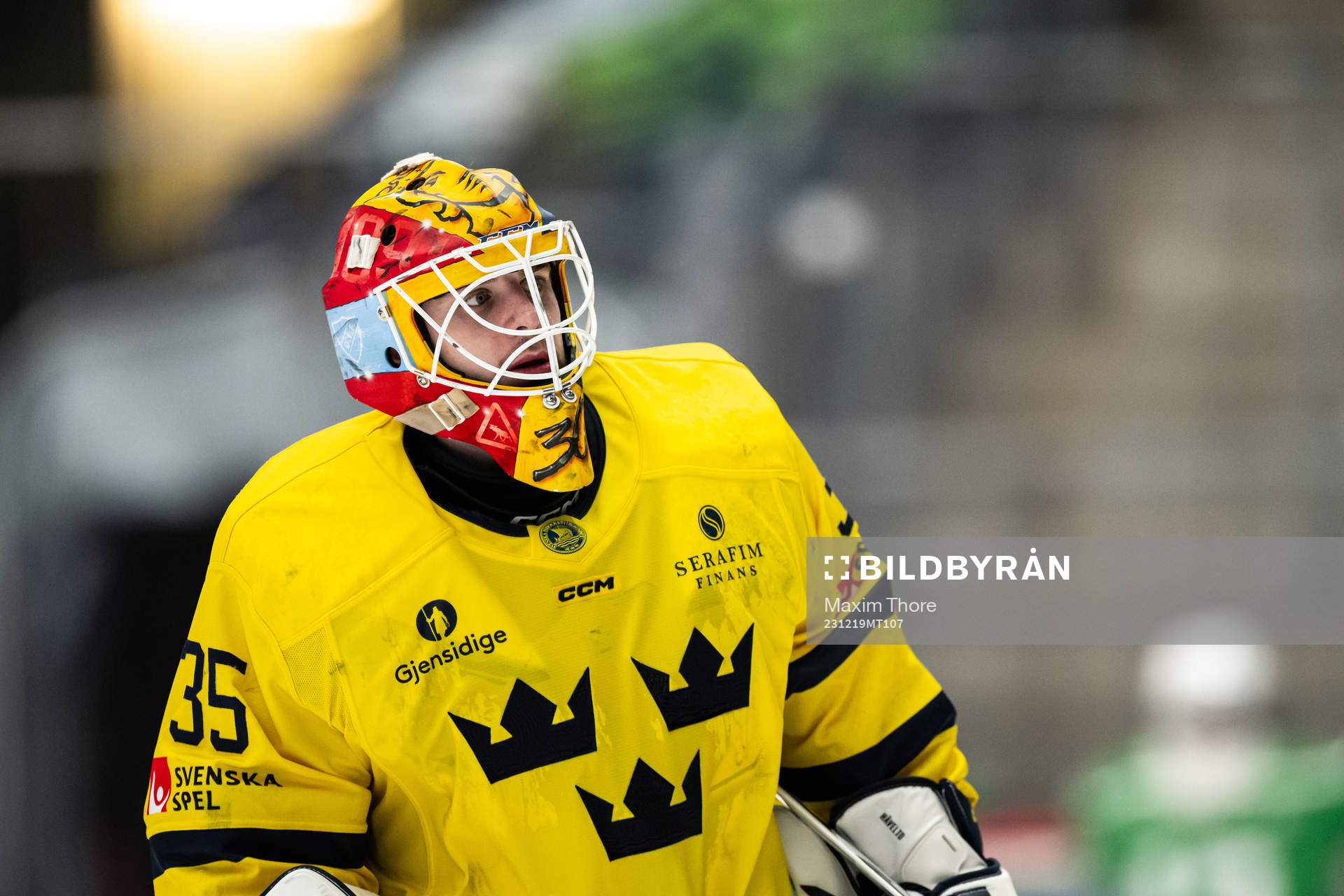 Goaltender Hugo Hävelid of Sweden