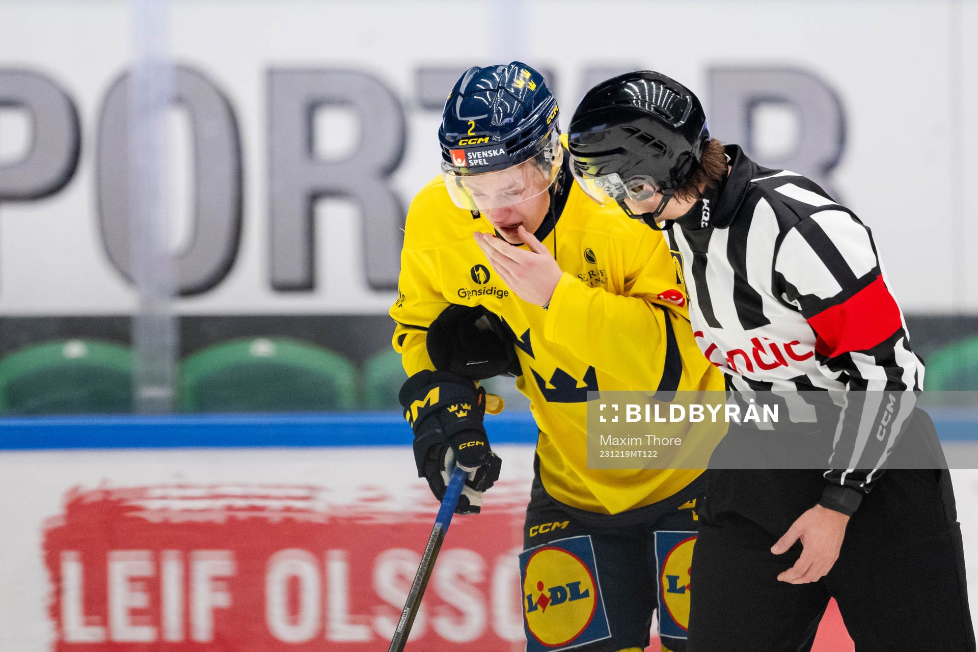 Elias Pettersson of Sweden in pain