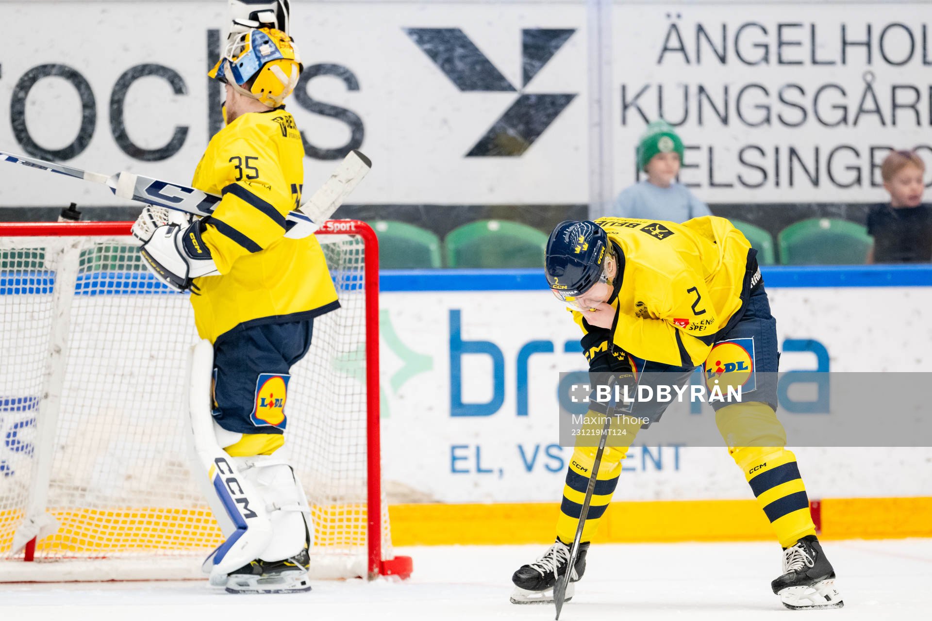 Elias Pettersson of Sweden in pain