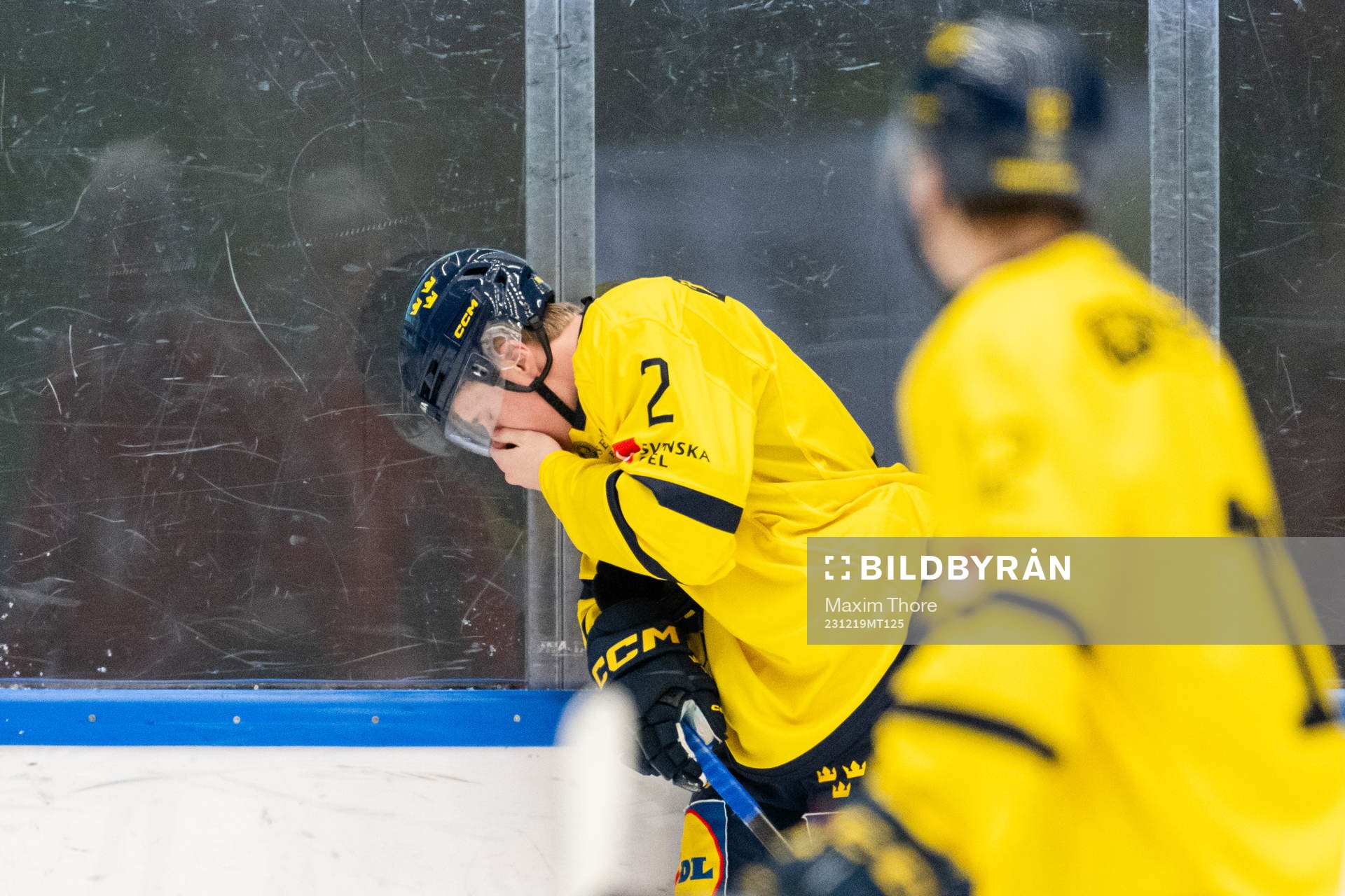 Elias Pettersson of Sweden in pain