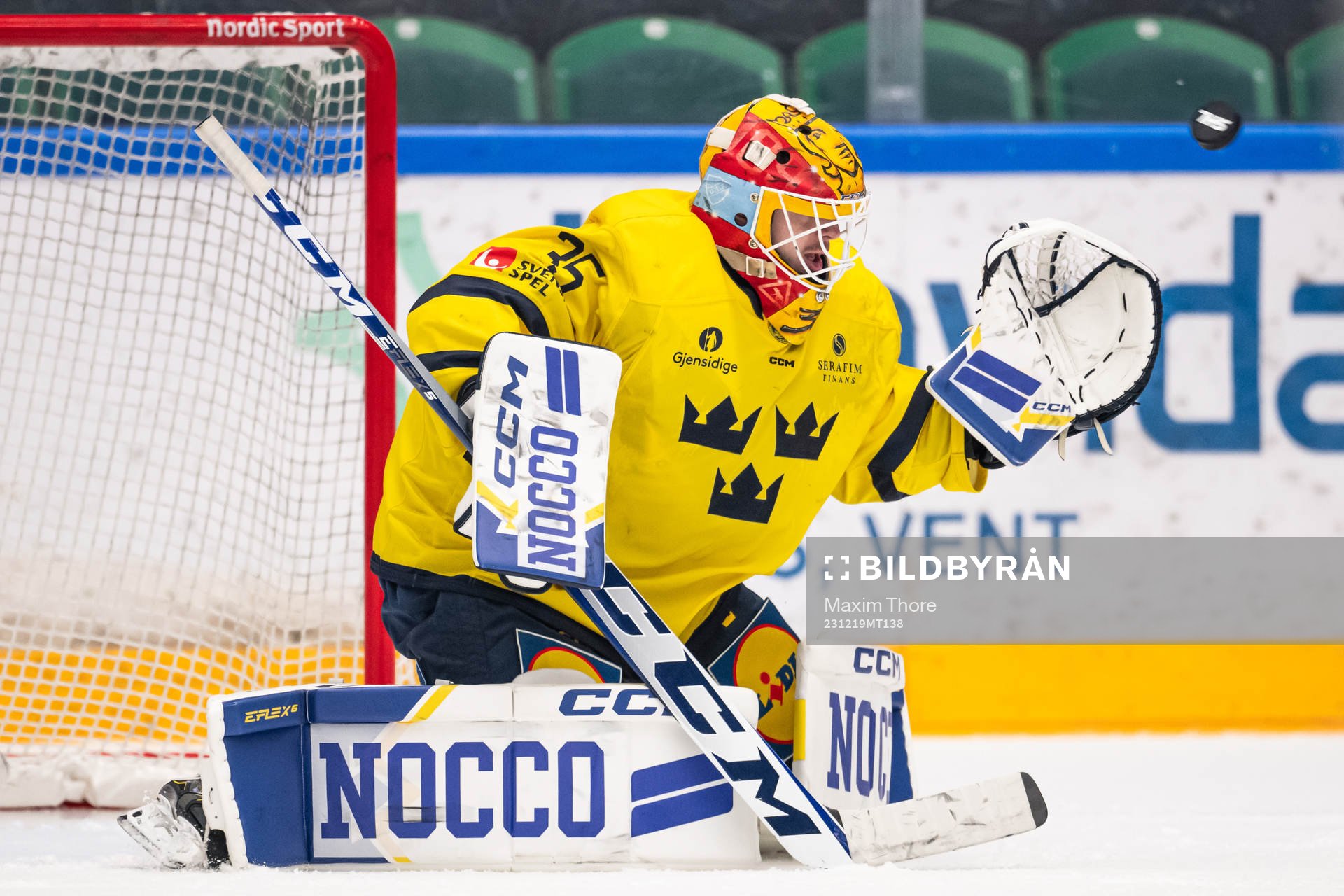 Goaltender Hugo Hävelid of Sweden