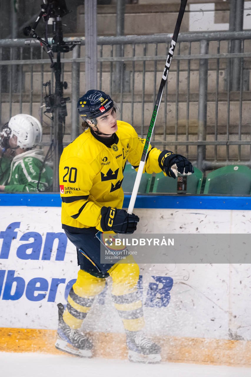 Liam Öhgren of Sweden celebrates the 5-2 goal