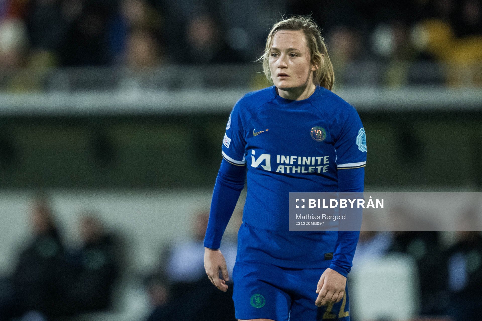 Erin Cuthbert of Chelsea during the UEFA Women's Champions League football match between Häcken and Chelsea on December 20, 2023 in Gothenburg. 