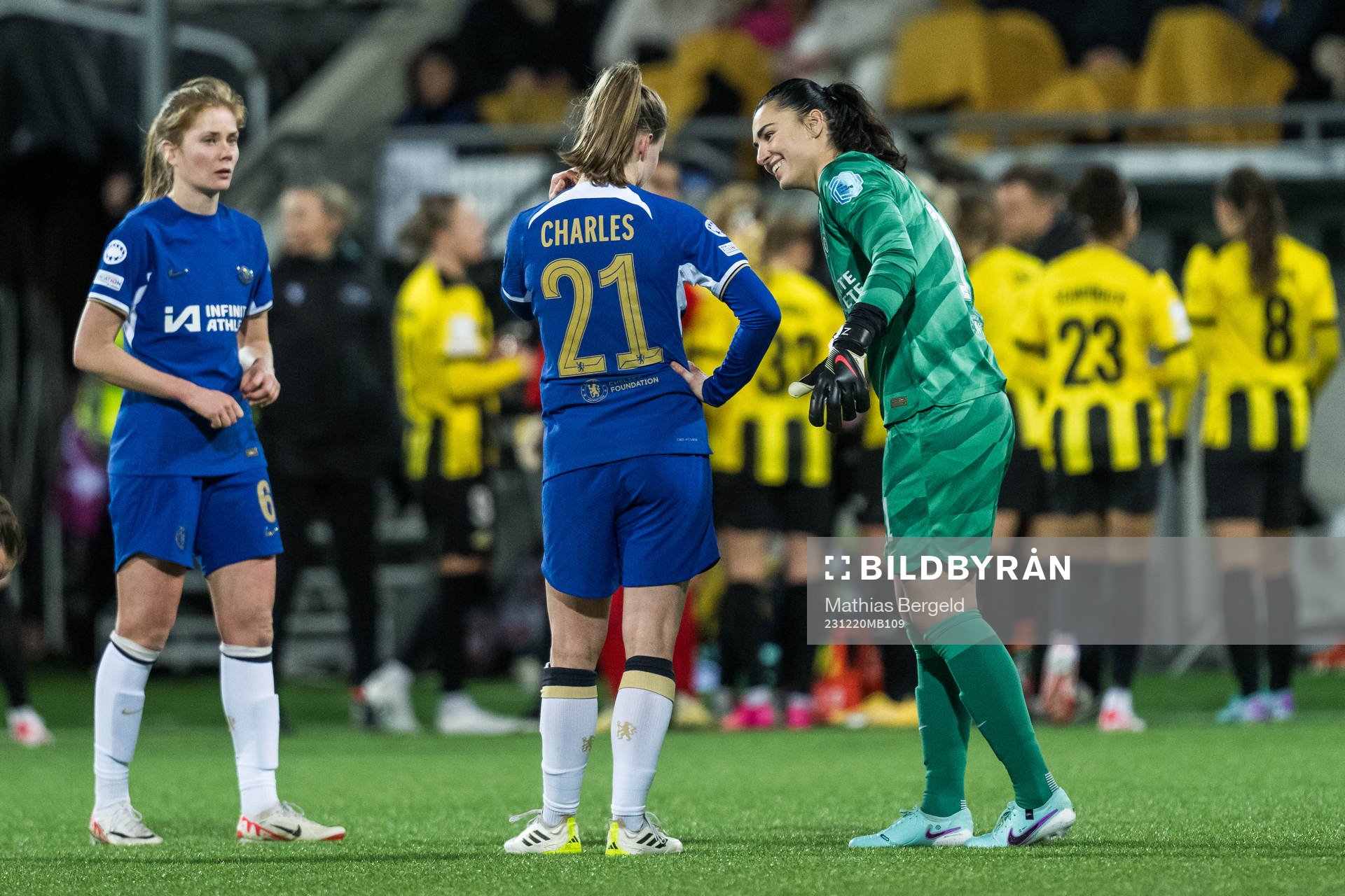 Niamh Charles and Zecira Musovic of Chelsea