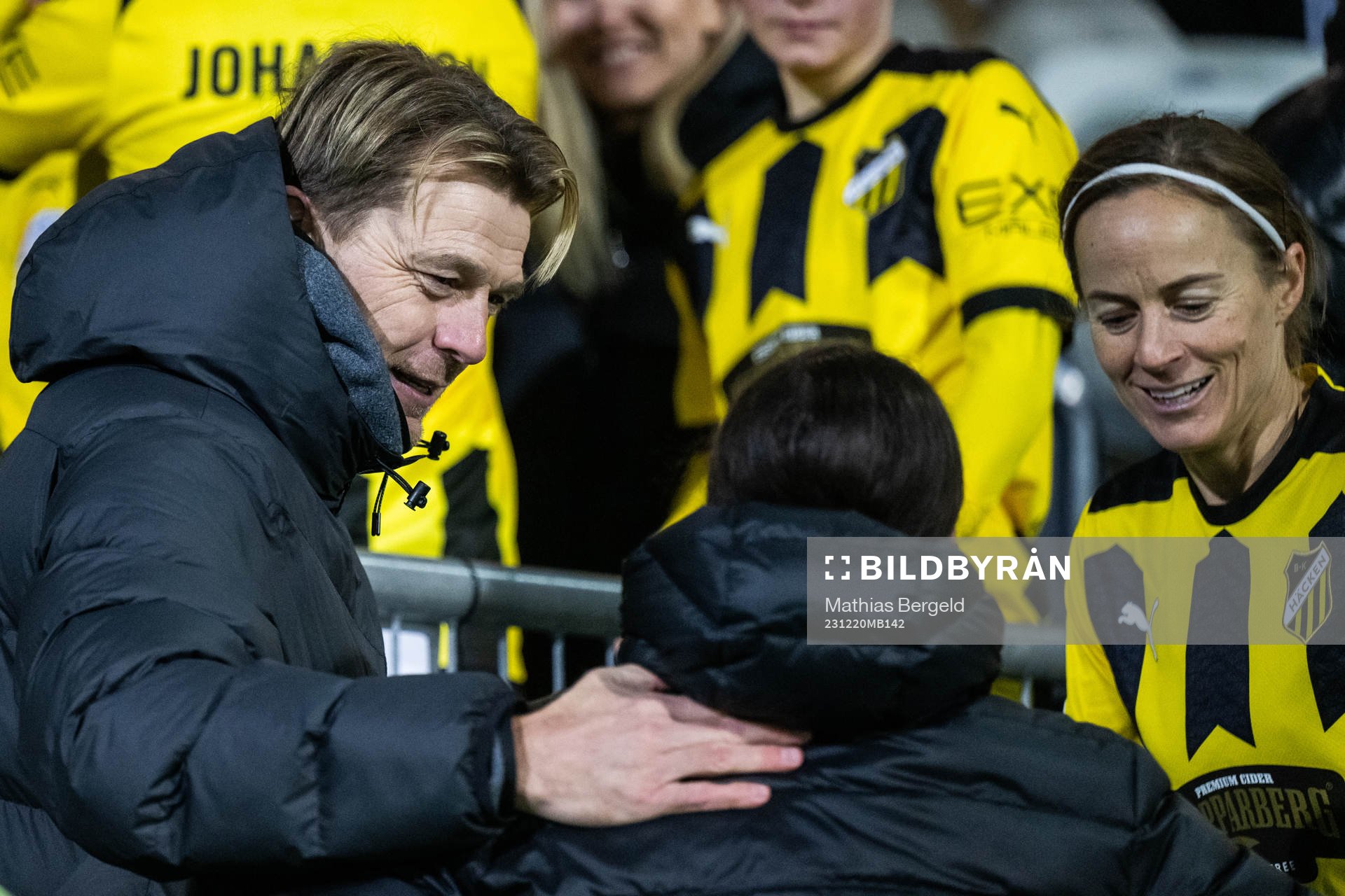 Tony Gustavsson head coach of Australia with Sam Kerr of Chelsea after the UEFA Women's Champions League football match between Häcken and Chelsea on December 20, 2023 in Gothenburg.