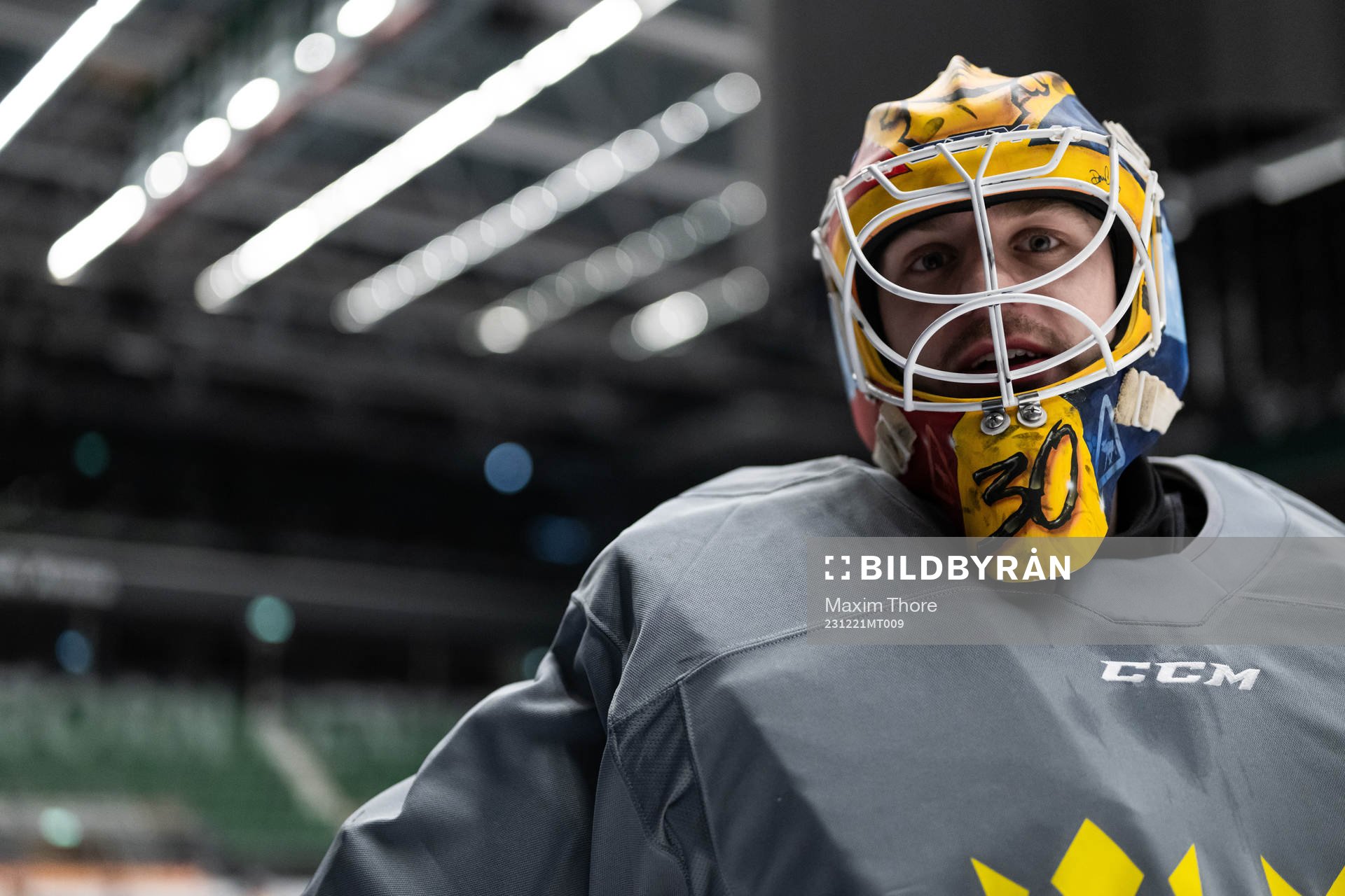 Goaltender Hugo Hävelid of the Swedish under-20 national