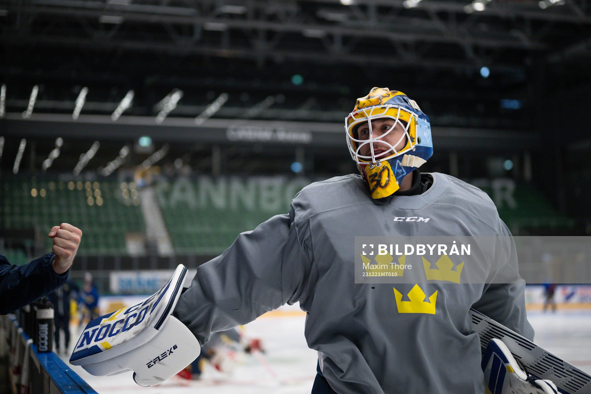 Goaltender Hugo Hävelid of the Swedish under-20 national