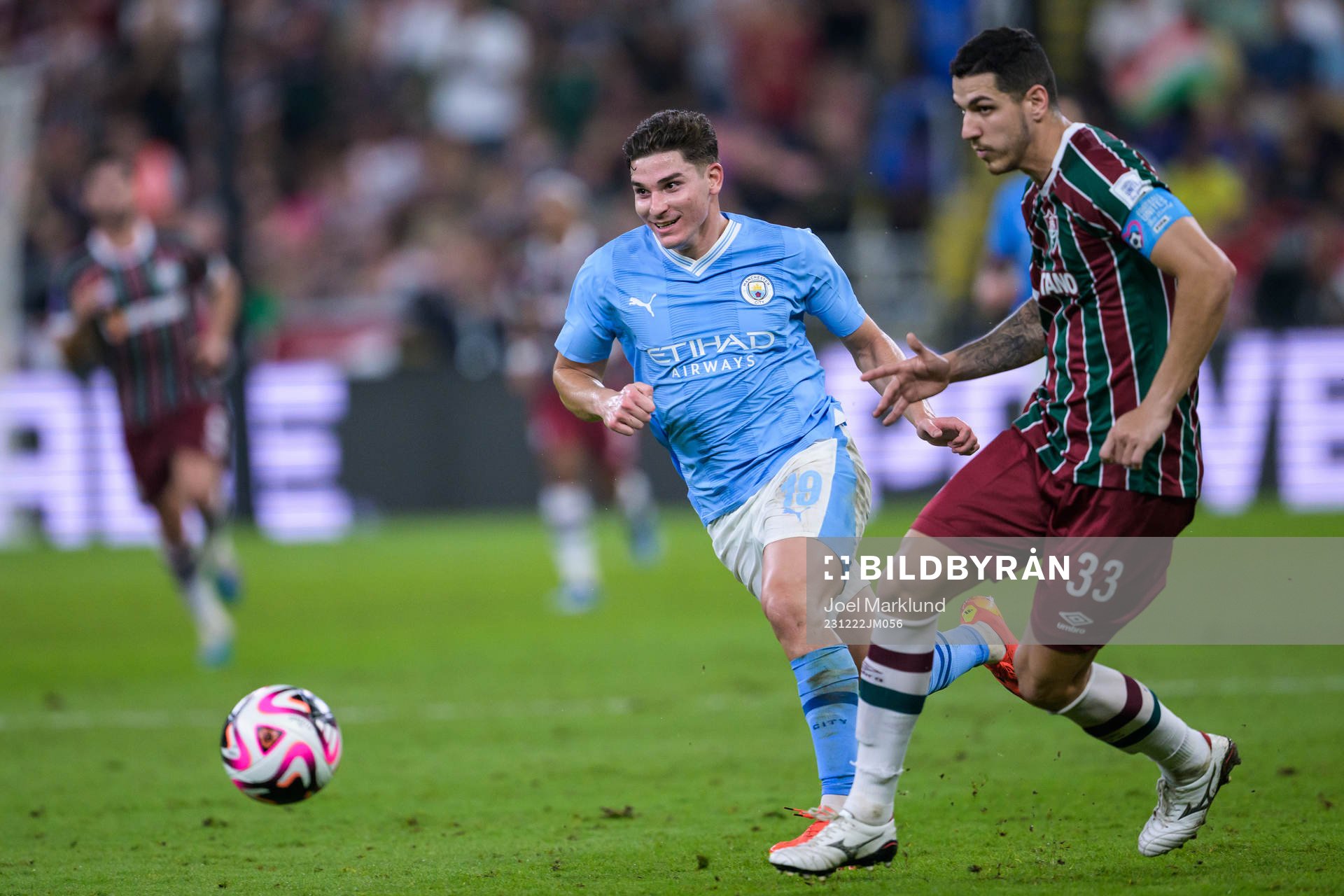 Julian Alvarez of Manchester City and Pedro Rangel of