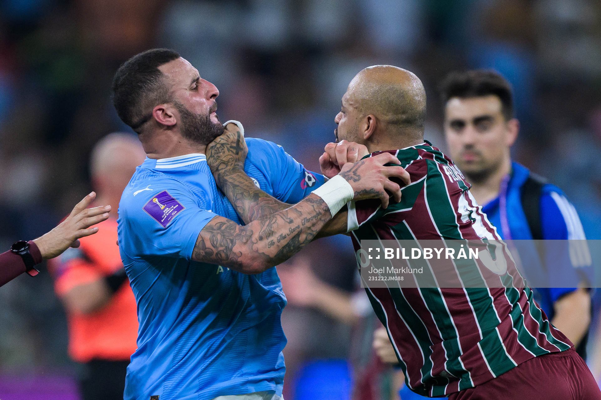 Kyle Walker of Manchester City  and Felipe Melo of