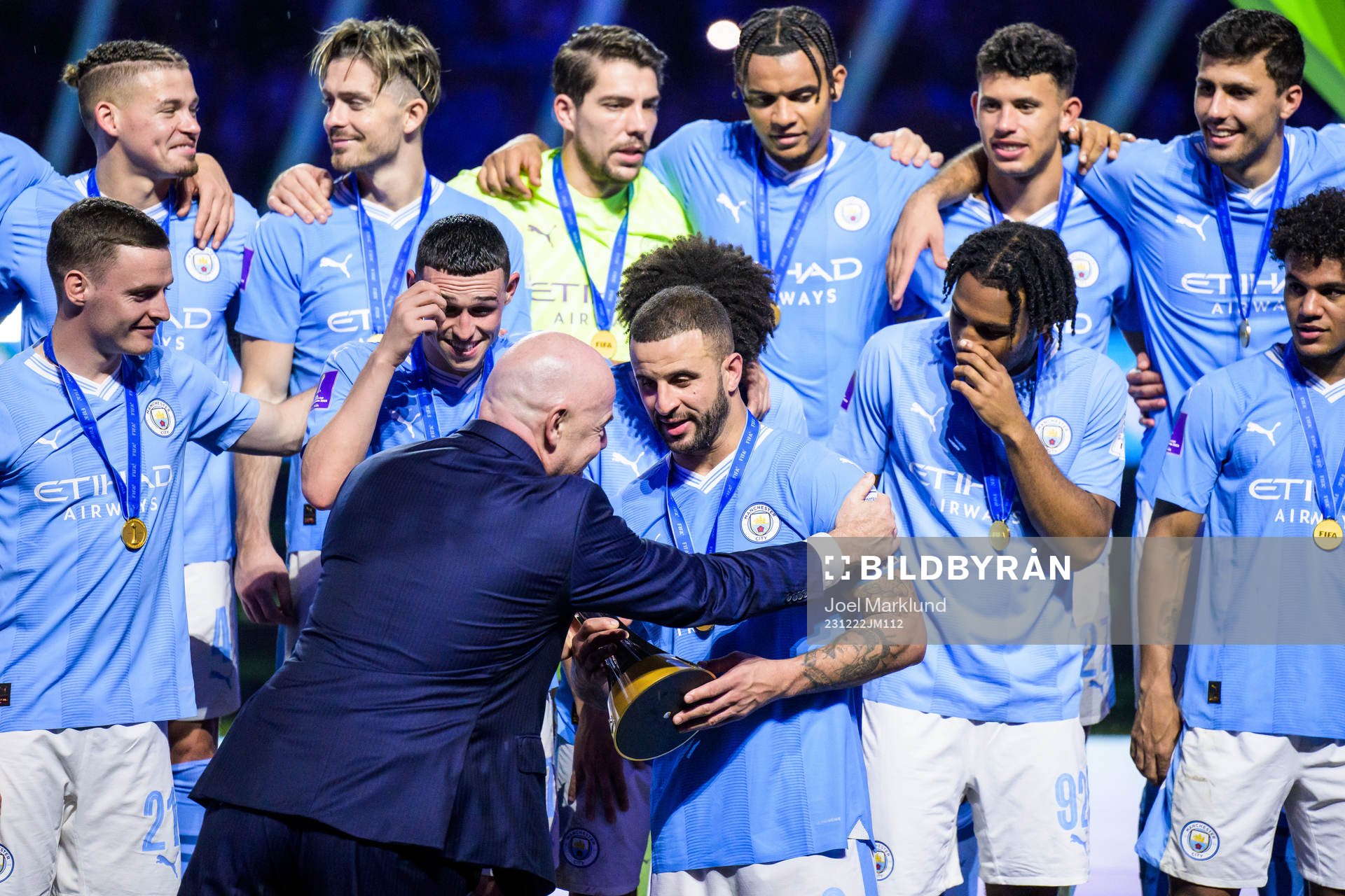 Gianni Infantino, President of FIFA and Kyle Walker of