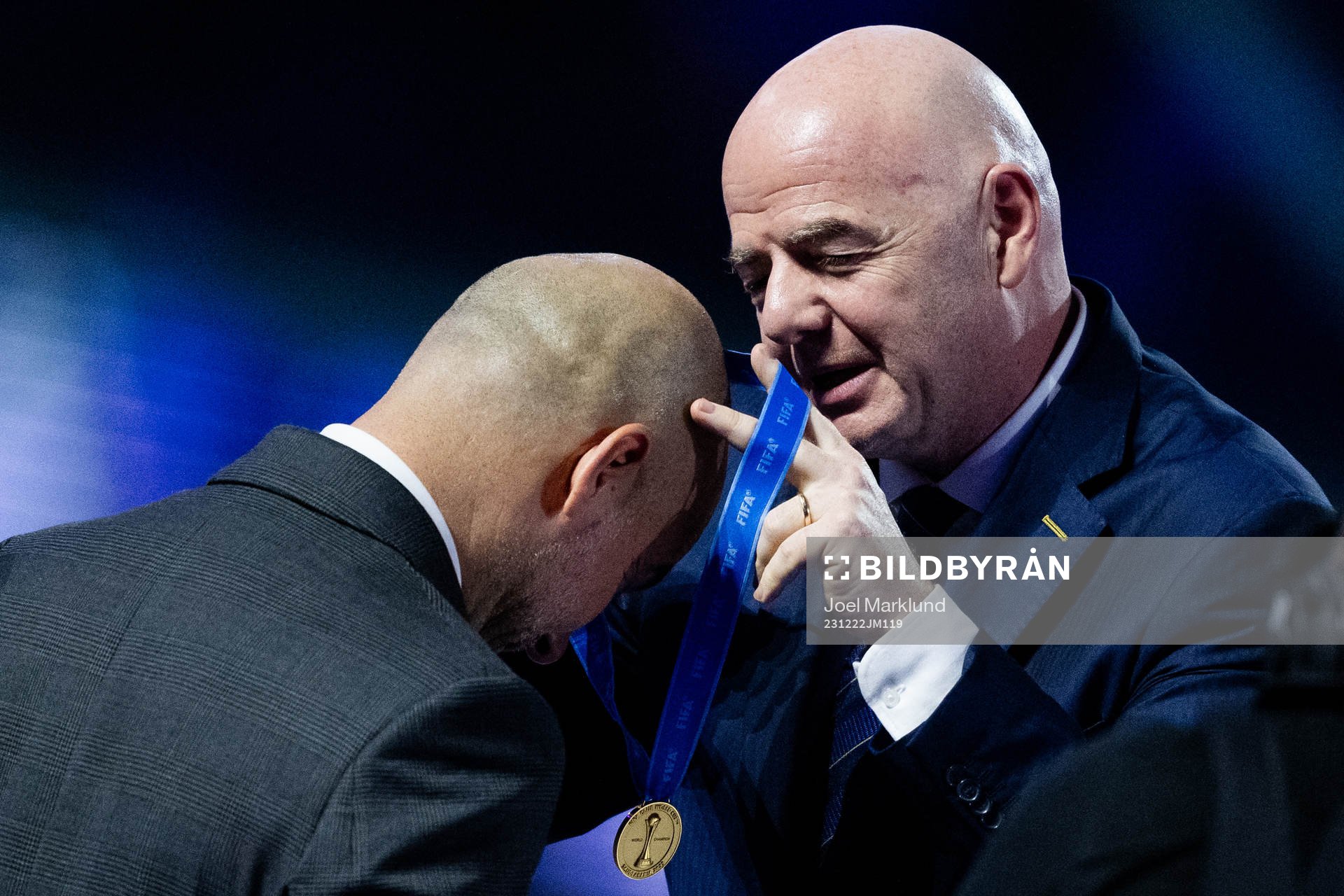 Gianni Infantino, President of FIFA and Head coach Pep