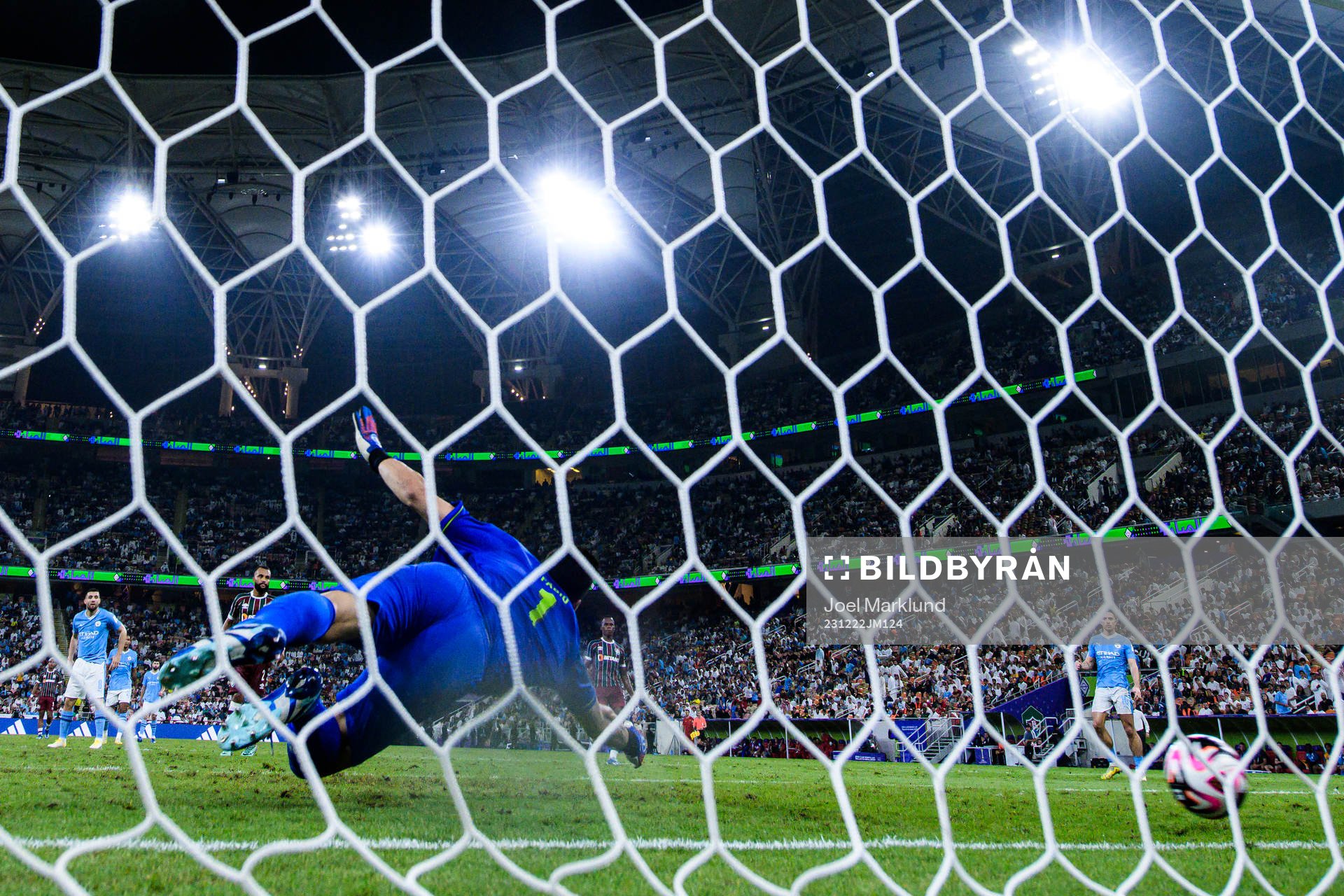 Julian Alvarez (not pictured) of Manchester City scores 0-4