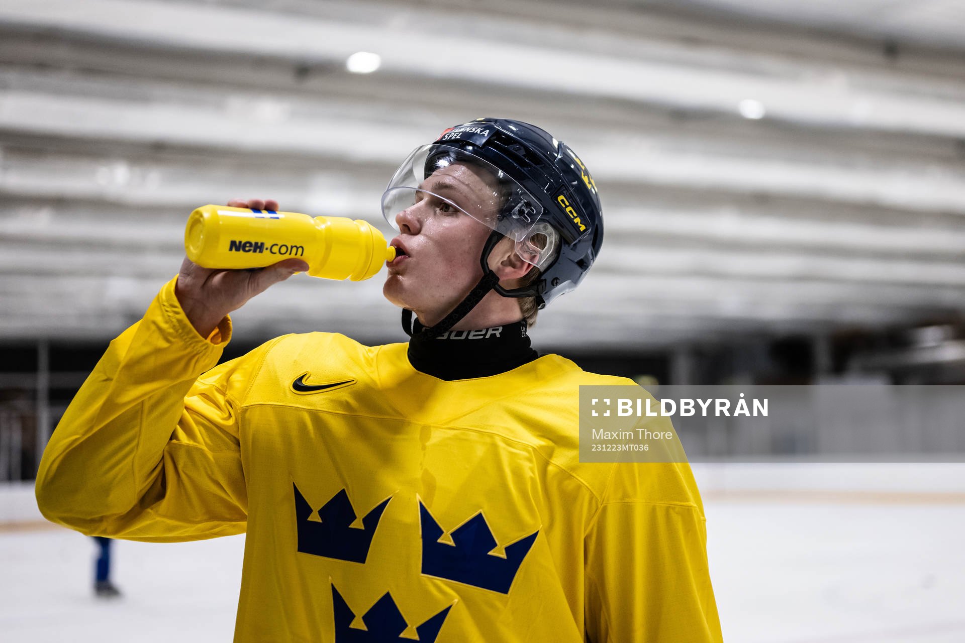 Elias Pettersson of Sweden at a practice session