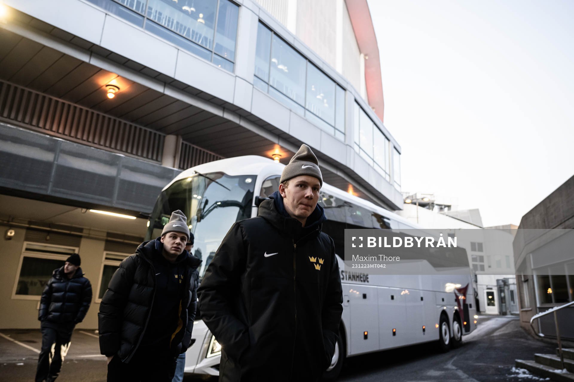 Otto Stenberg of Sweden arrive at a practice session