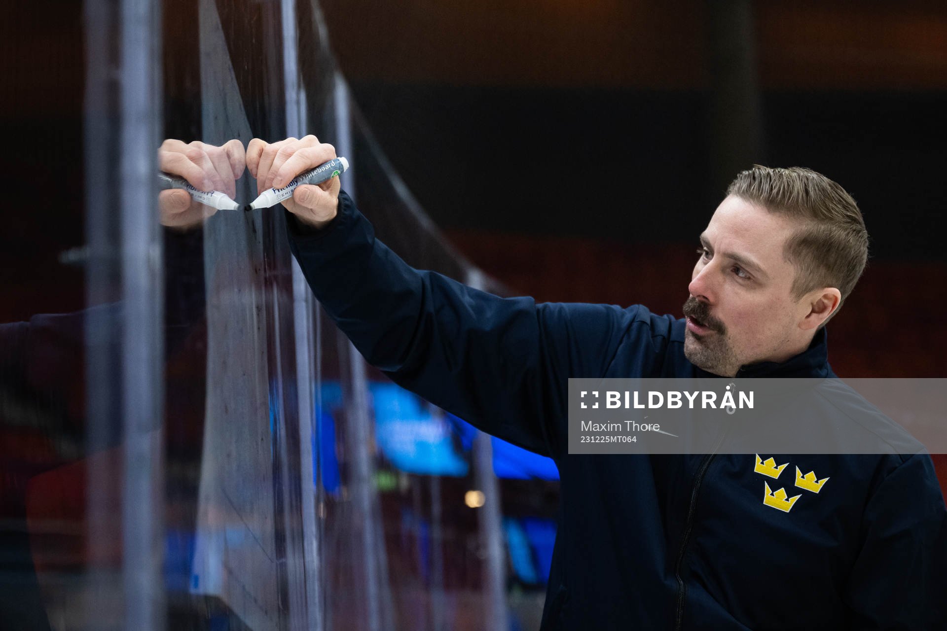 Assistant coach Pierre Johnsson of Sweden at a practice