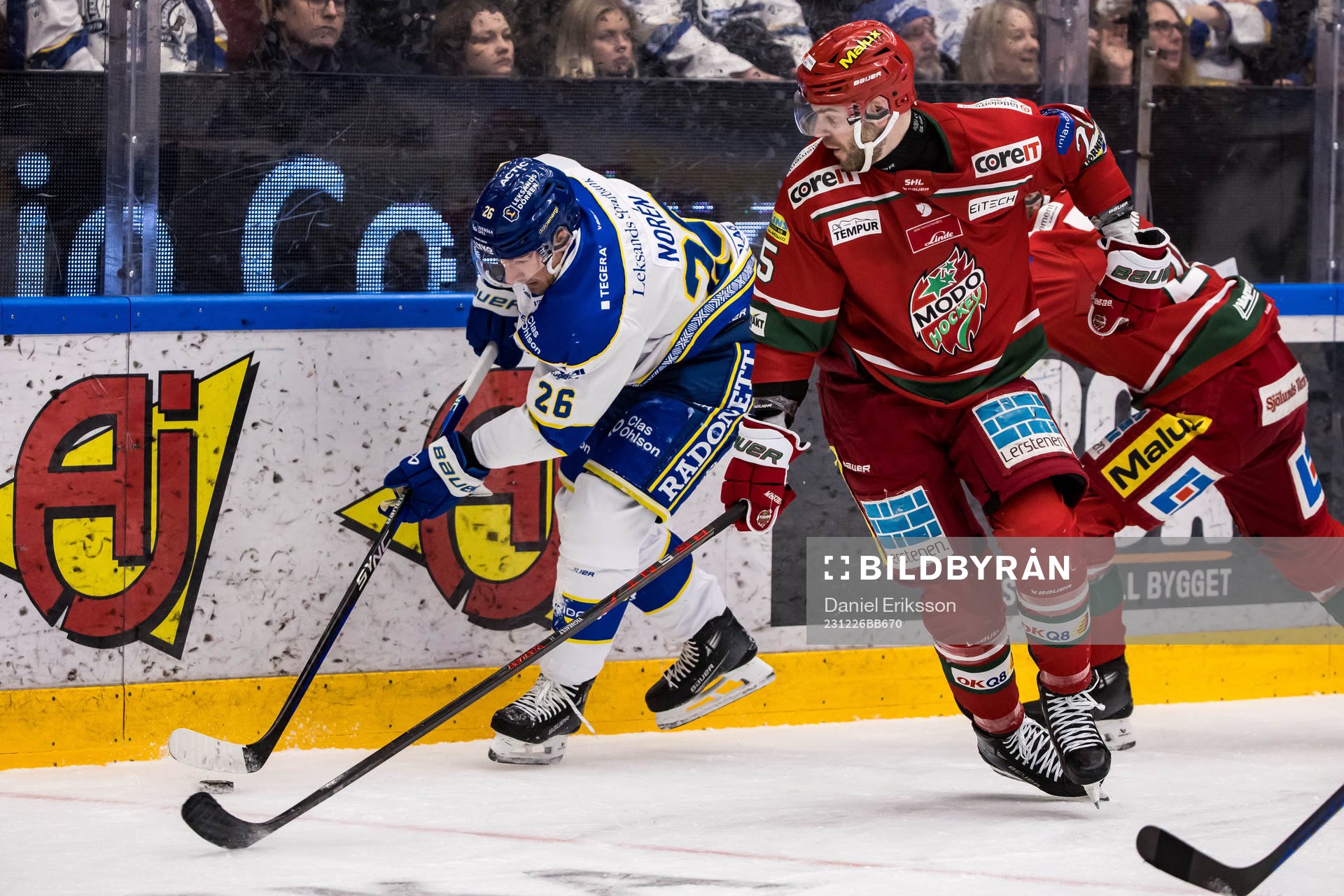 Leksands Patrik Noren och MoDos Sam Vigneault