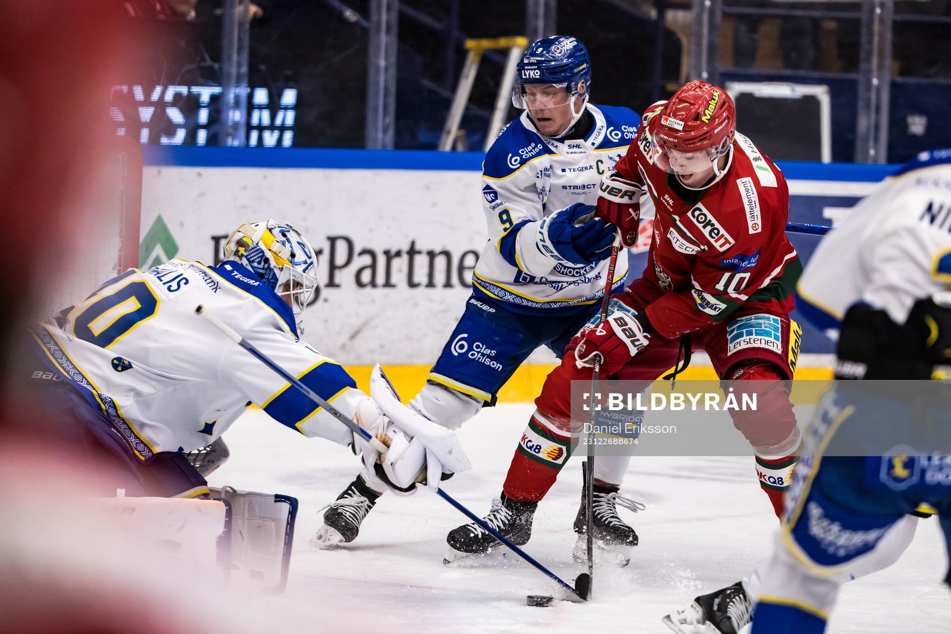 Leksands målvakt Mantas Armalis och Patrik Zackrisson och