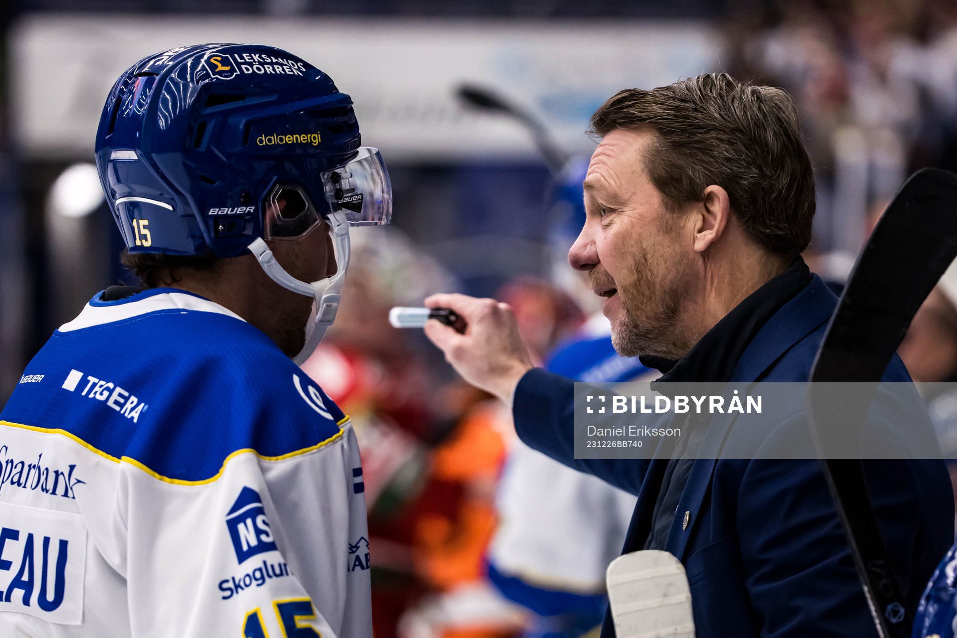 Leksands Max Veronneau och tränare Charles Berglund