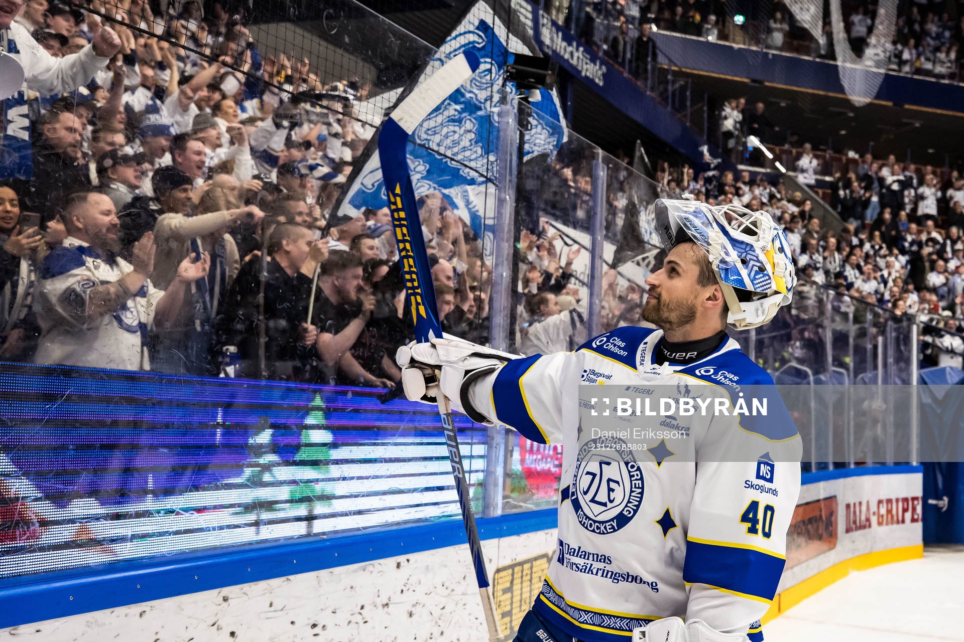 Leksands målvakt Mantas Armalis jublar
