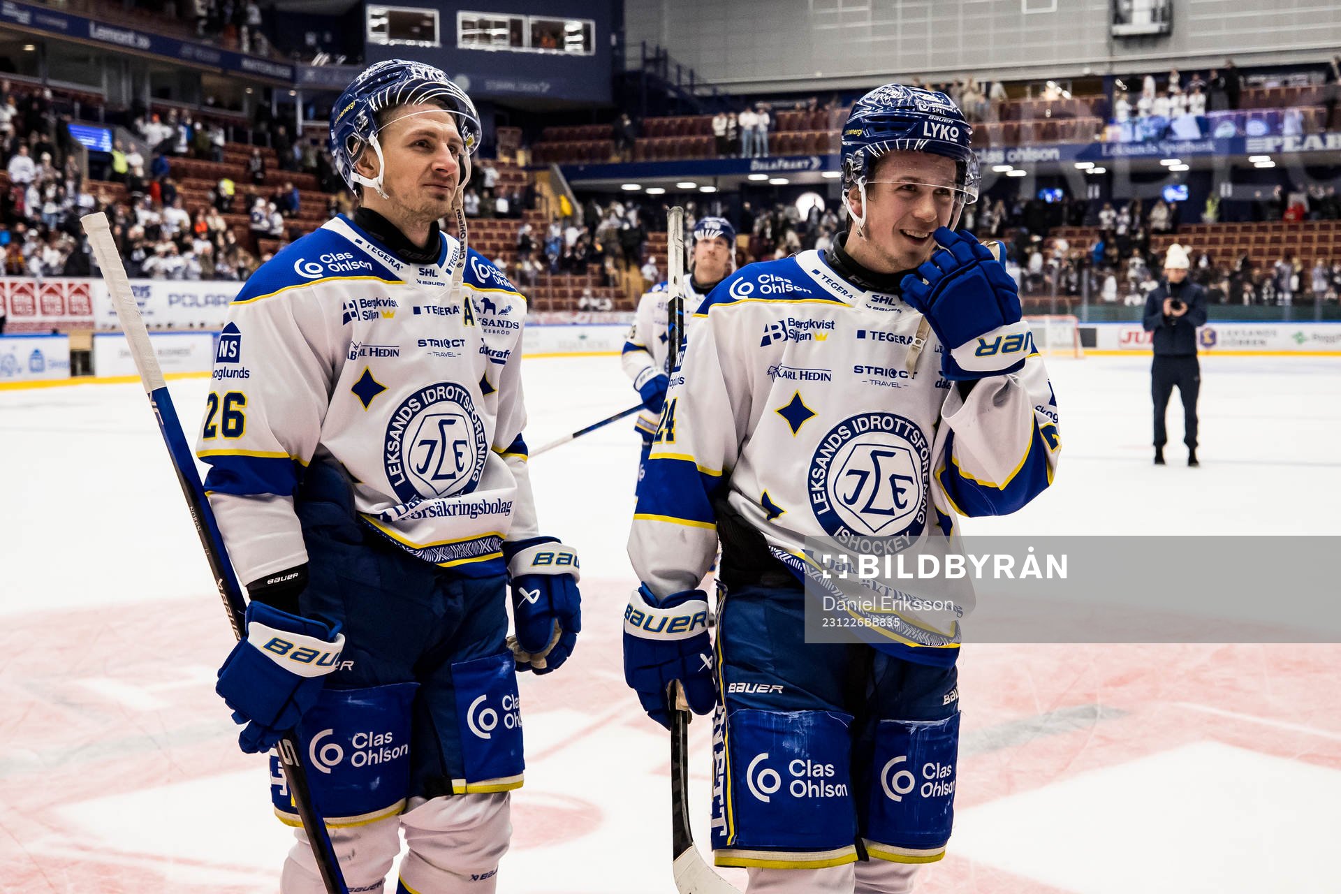 Leksands Patrik Noren och Arvid Eljas jublar
