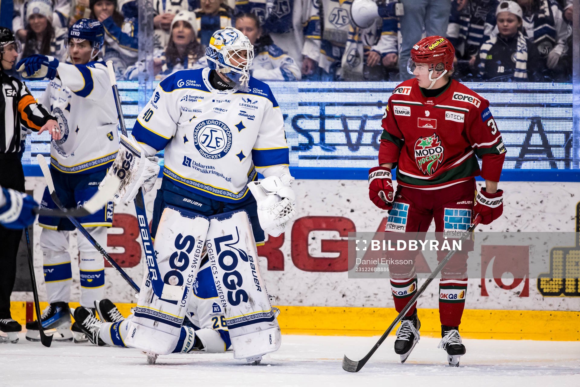 Leksands målvakt Mantas Armalis och MoDos Theodor