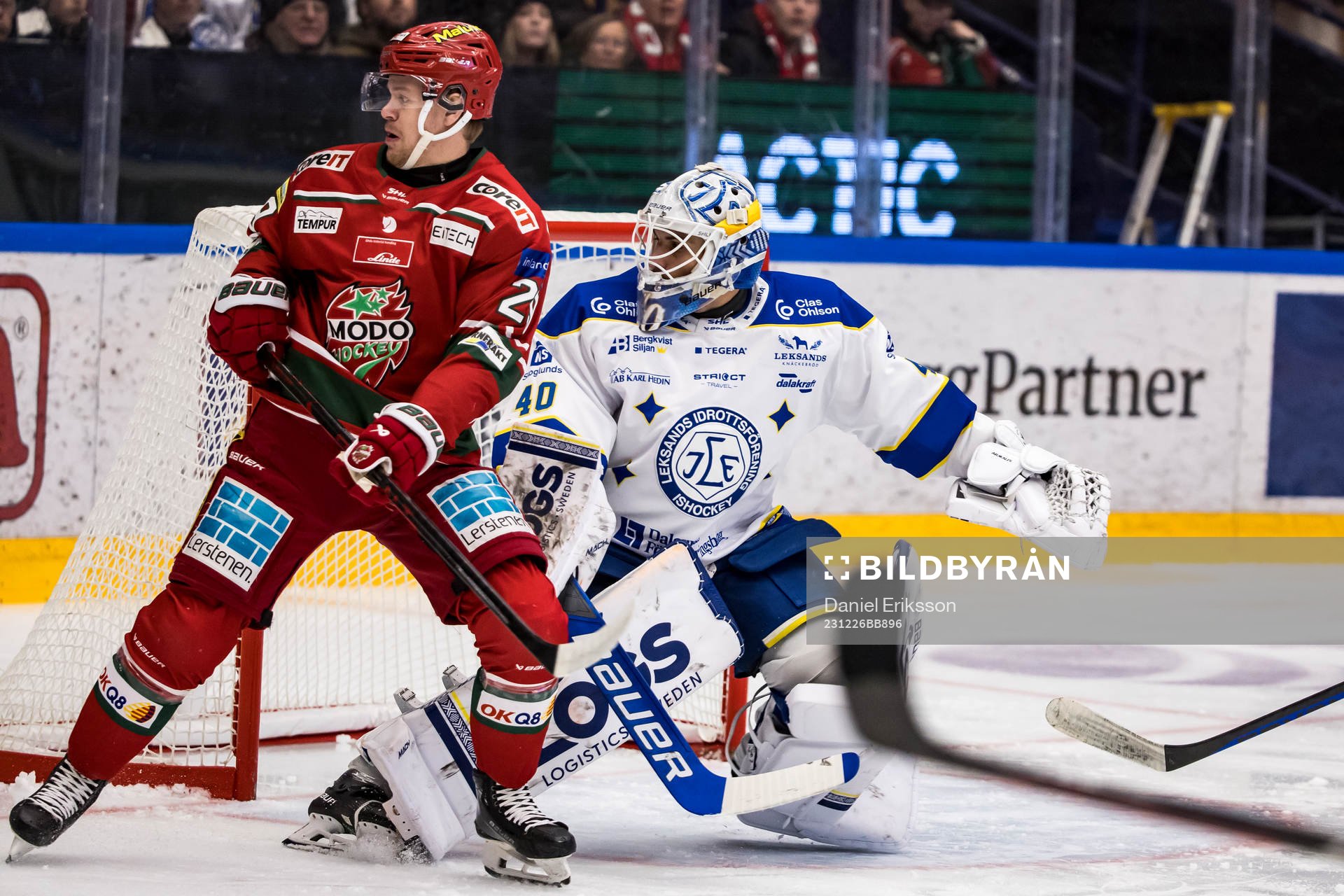 Leksands målvakt Mantas Armalis och MoDos Mikkel Aagaard