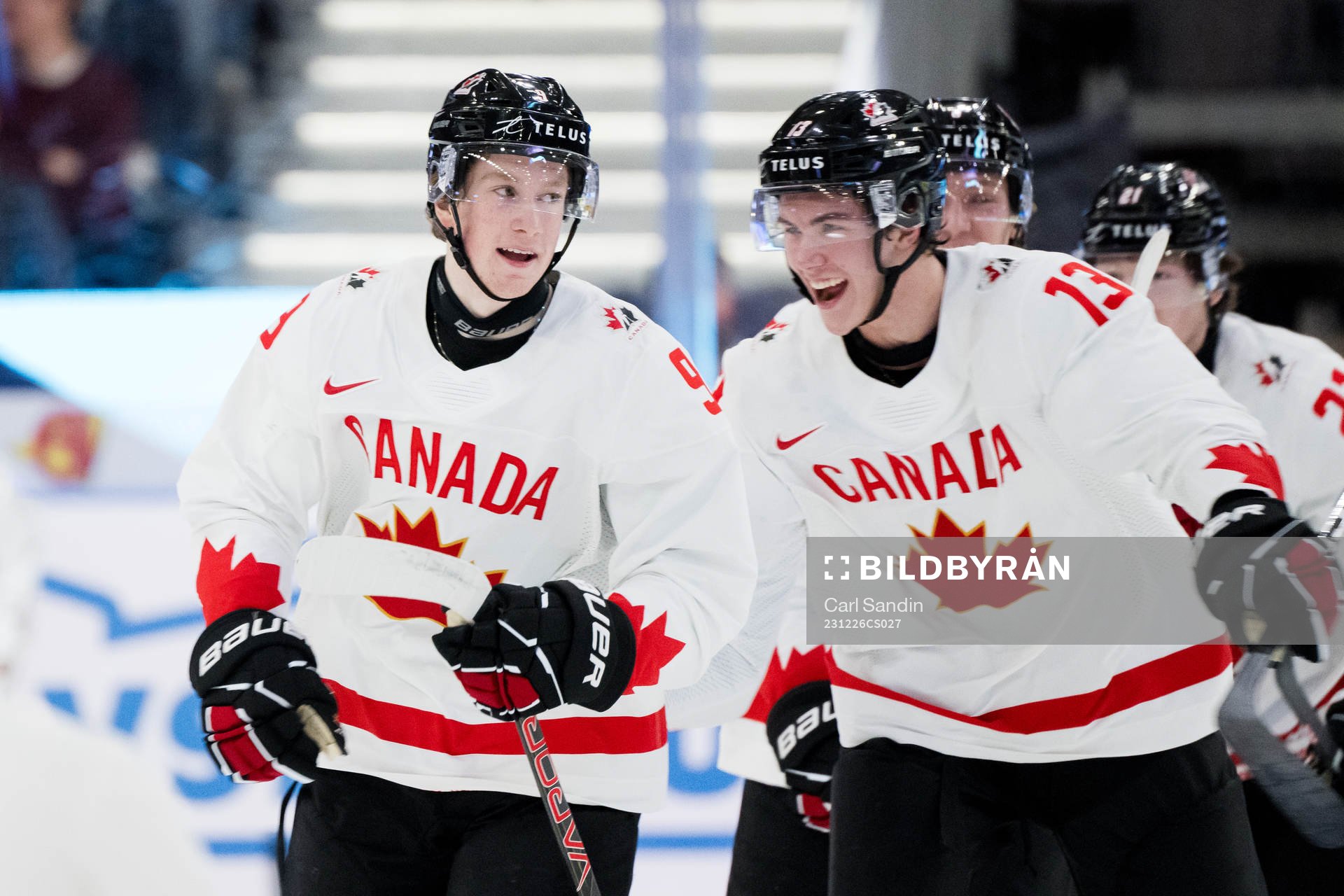 Nate Danielson of Canada celebrates the 0-1 goal