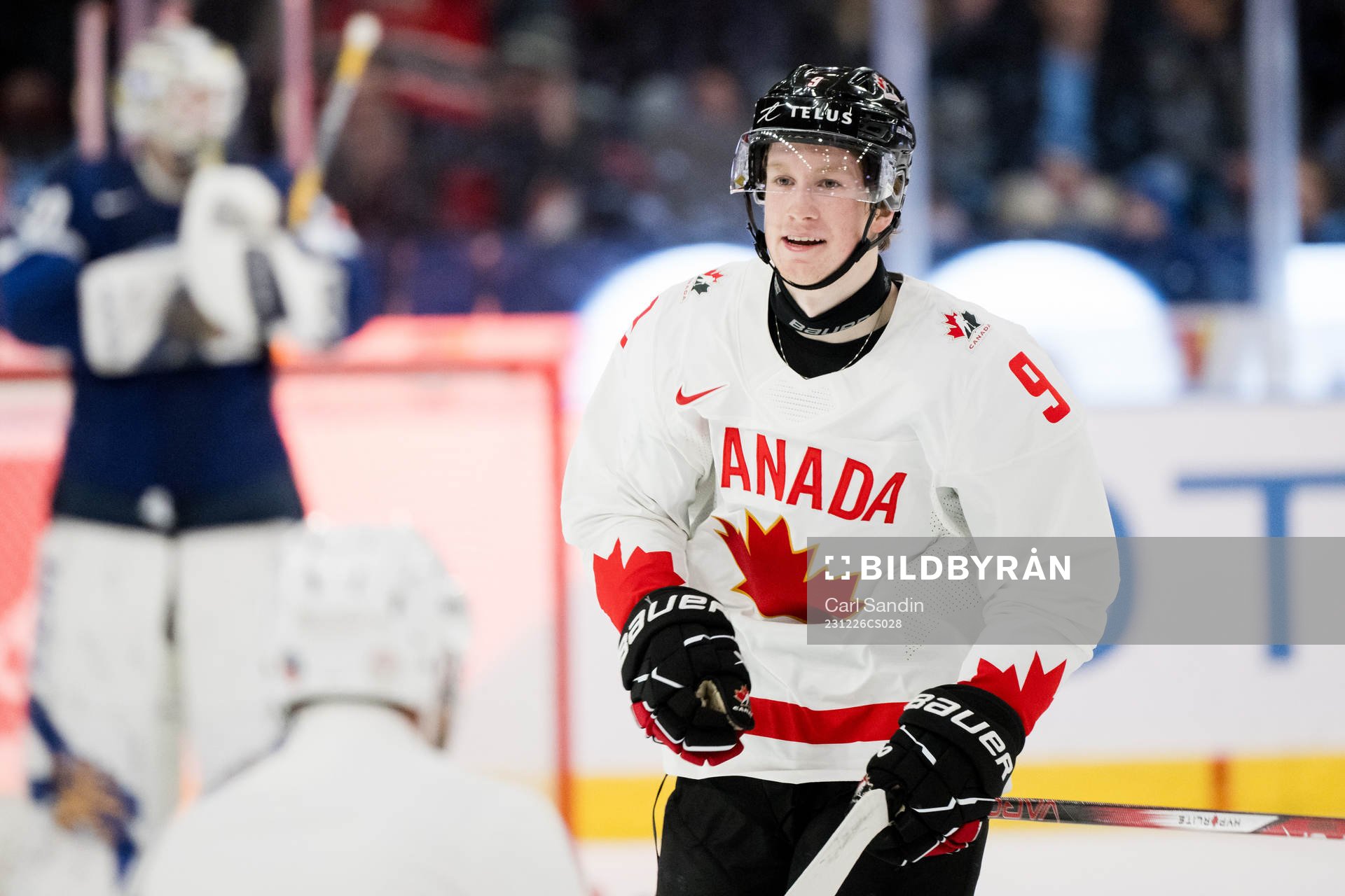 Nate Danielson of Canada celebrates the 0-1 goal