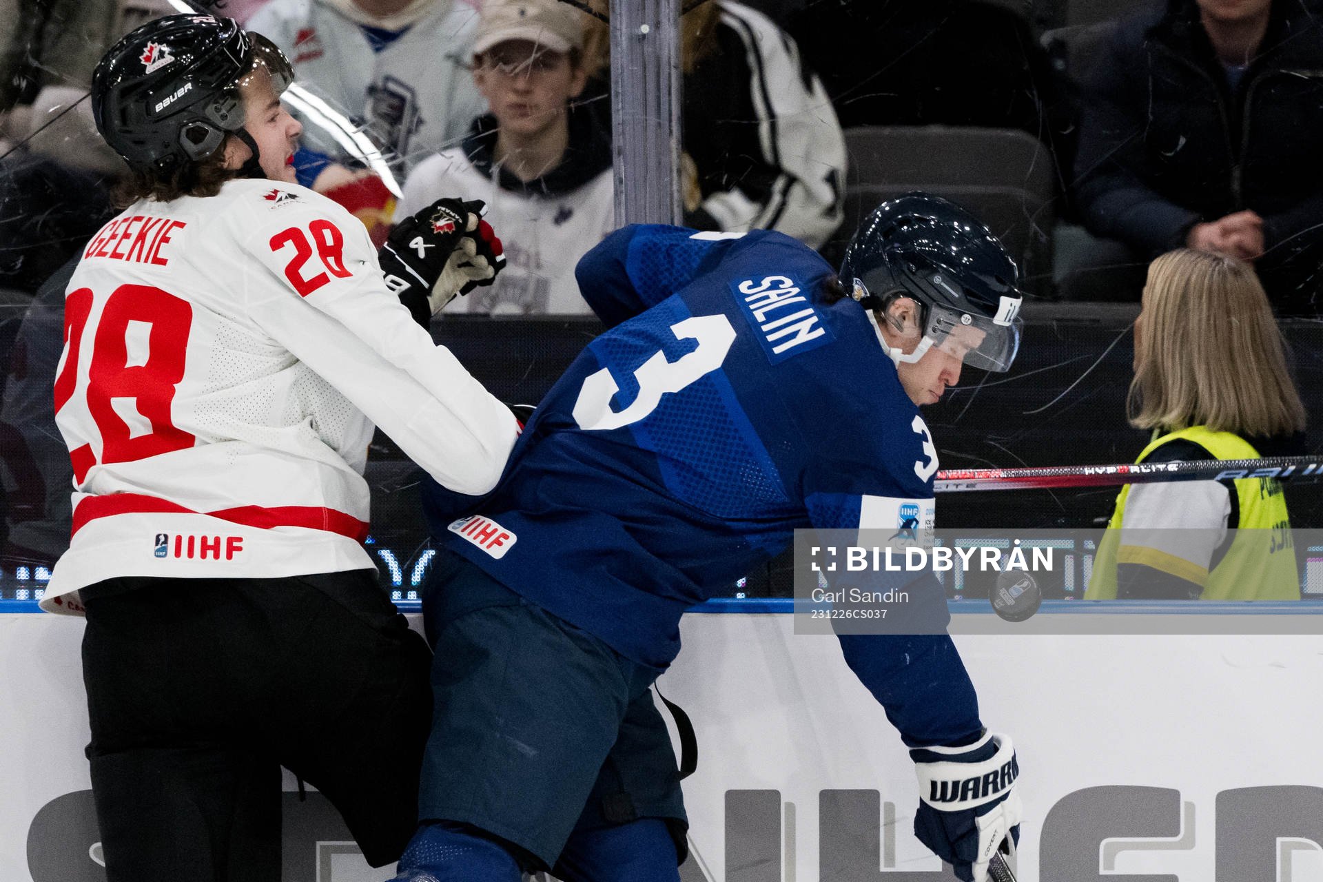 Conor Geekie of Canada and Otto Salin of Finland