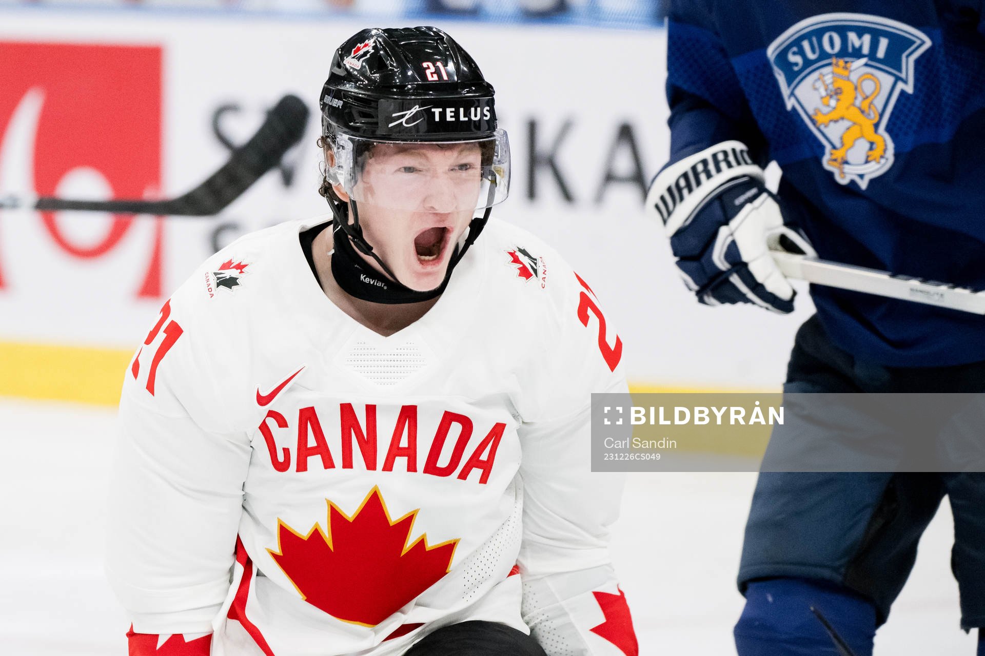 Owen Allard of Canada celebrates the 0-2 goal