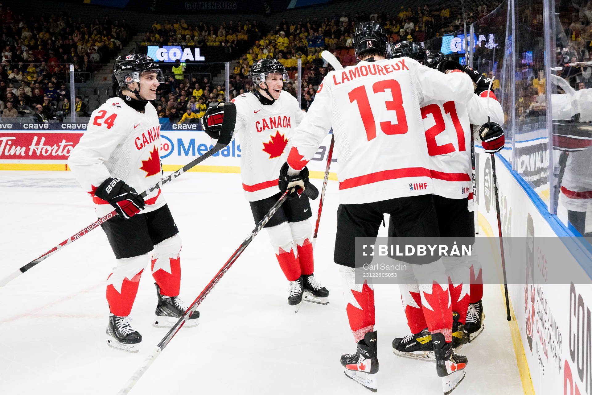 Owen Allard of Canada celebrates the 0-2 goal