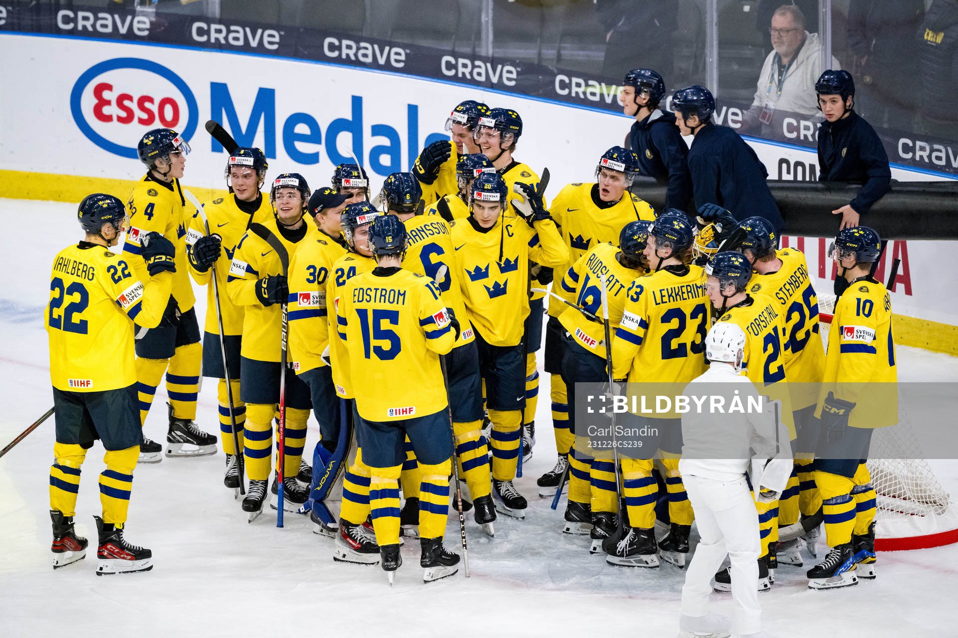 The Swedish players celebrate