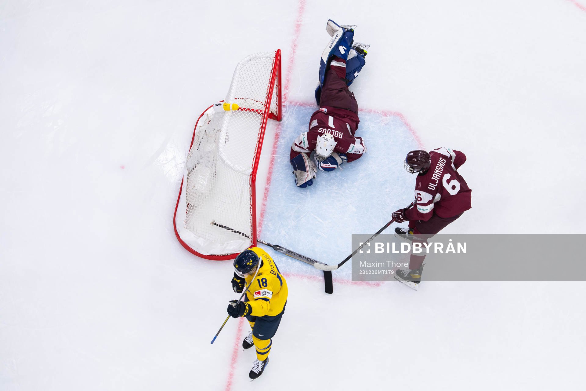 Filip Bystedt of Sweden scores the 4-0 goal behind