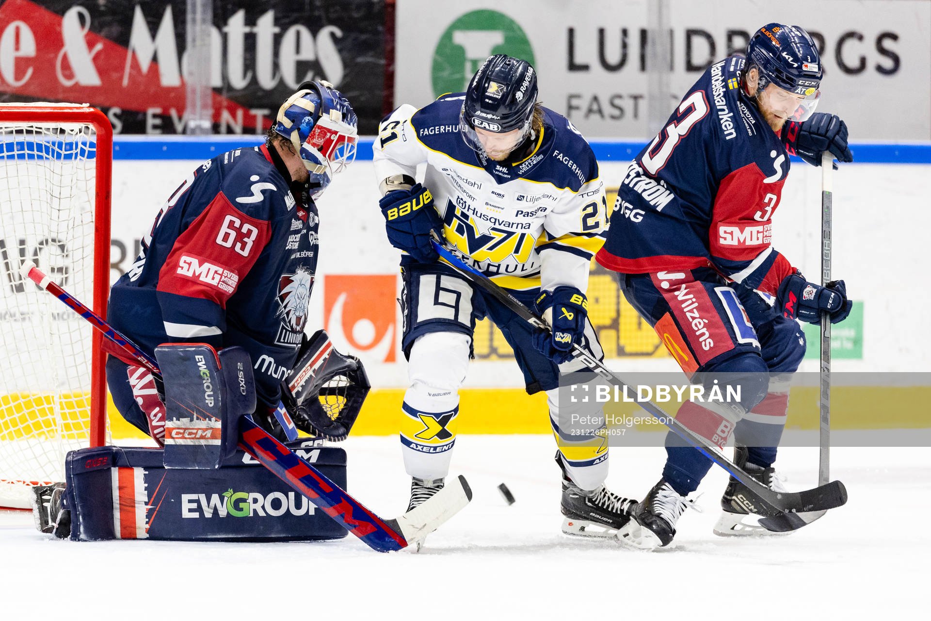 Linköpings målvakt Marcus Högberg och Linus Hultström