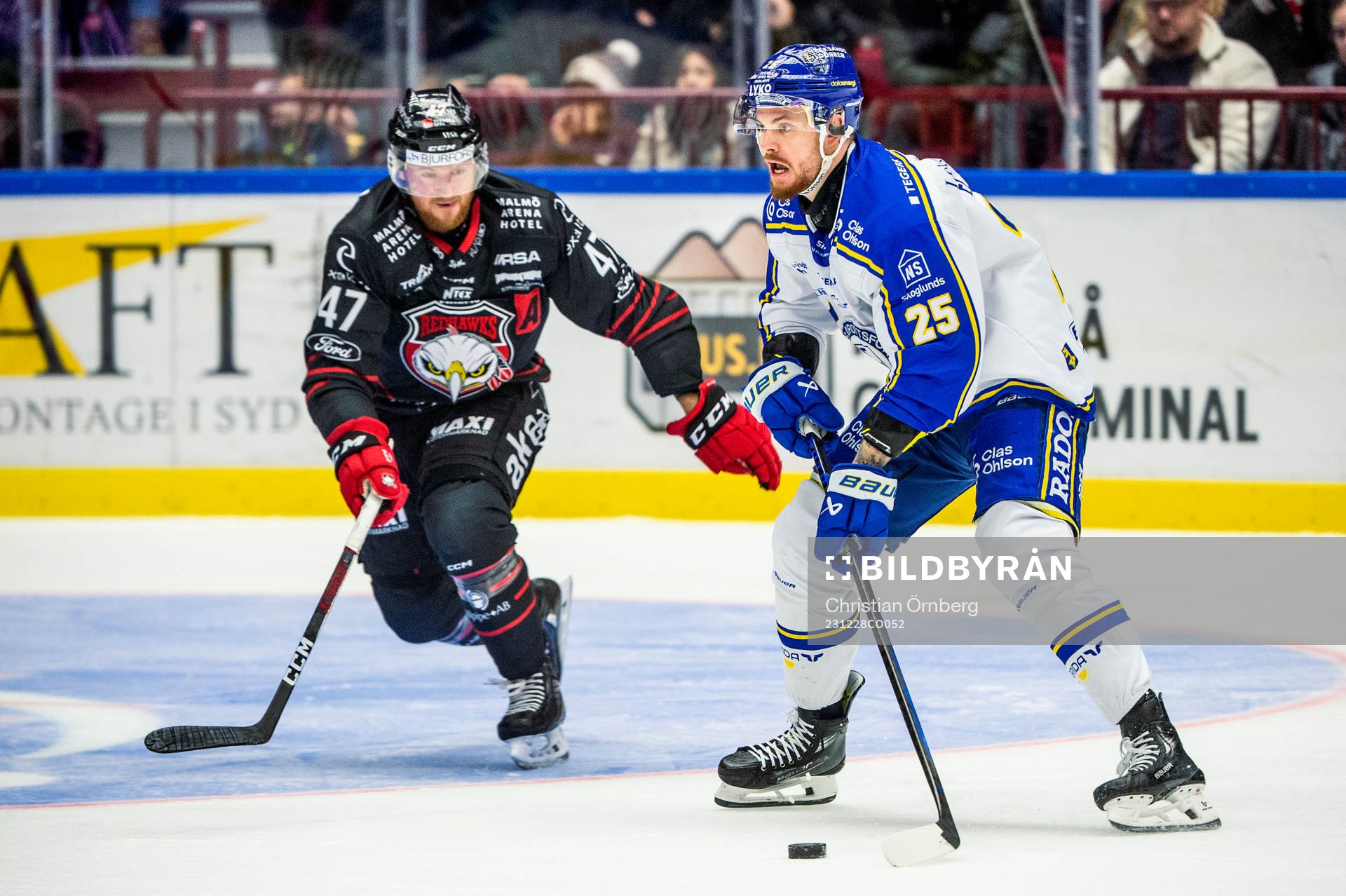 Leksands Lucas Elvenes mot Malmö Redhawks Joakim Ryan