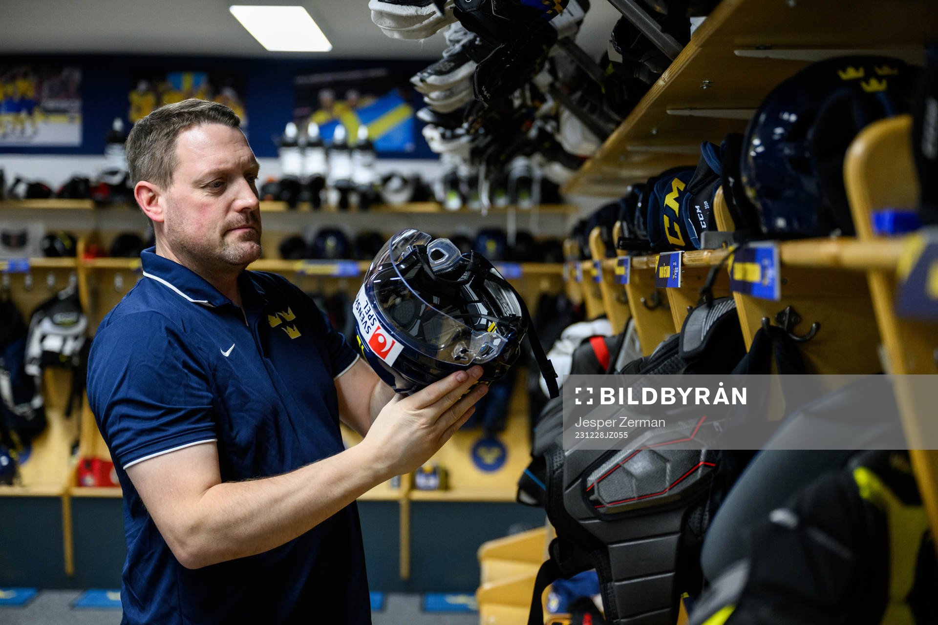 Equipment Manager Daniel Nilsson in Sweden’s dressing room