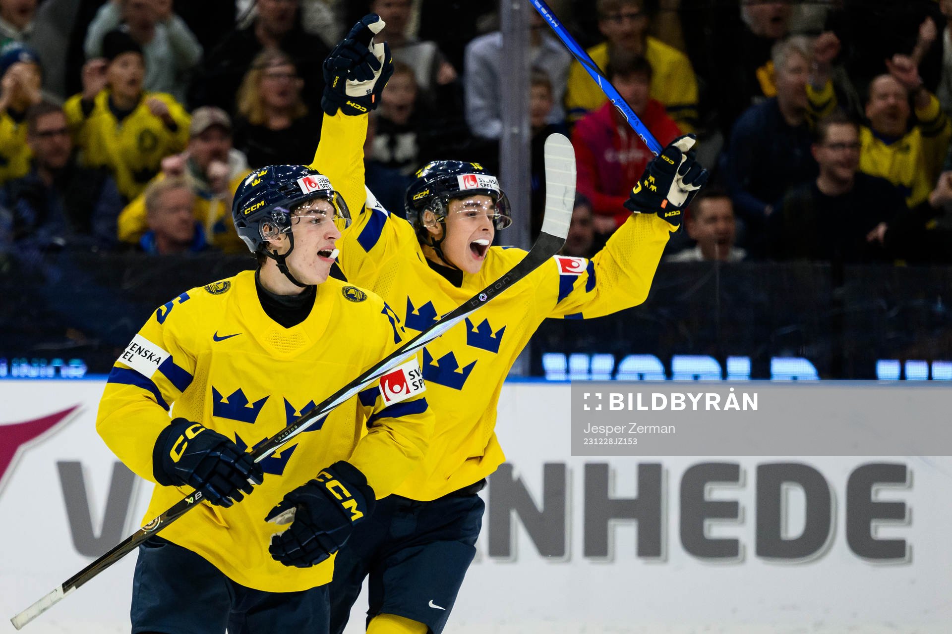 David Edstrom and Felix Unger Sörum of Sweden celebrate