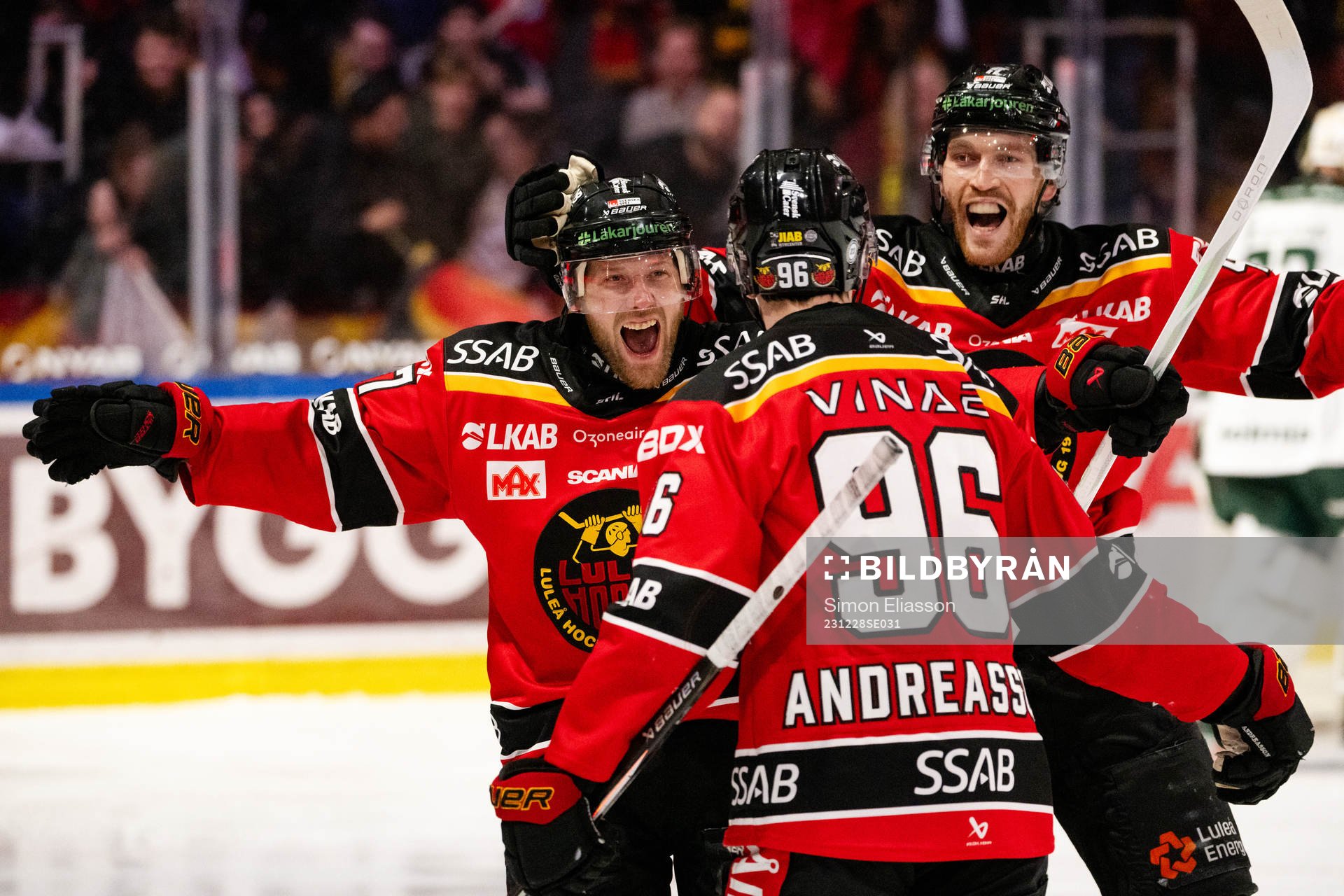 Luleås Linus Omark, Pontus Andreasson och Oscar Eklind