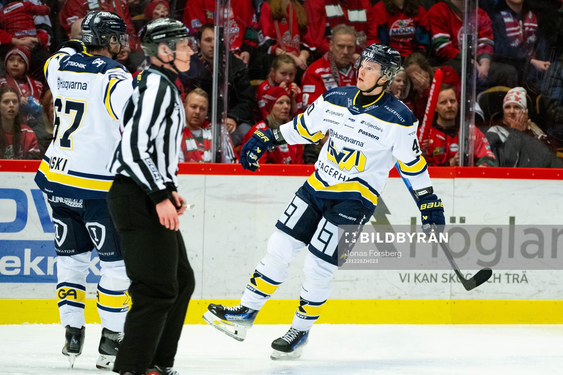 HV71s Oskar Stål-Lyrenäs jublar