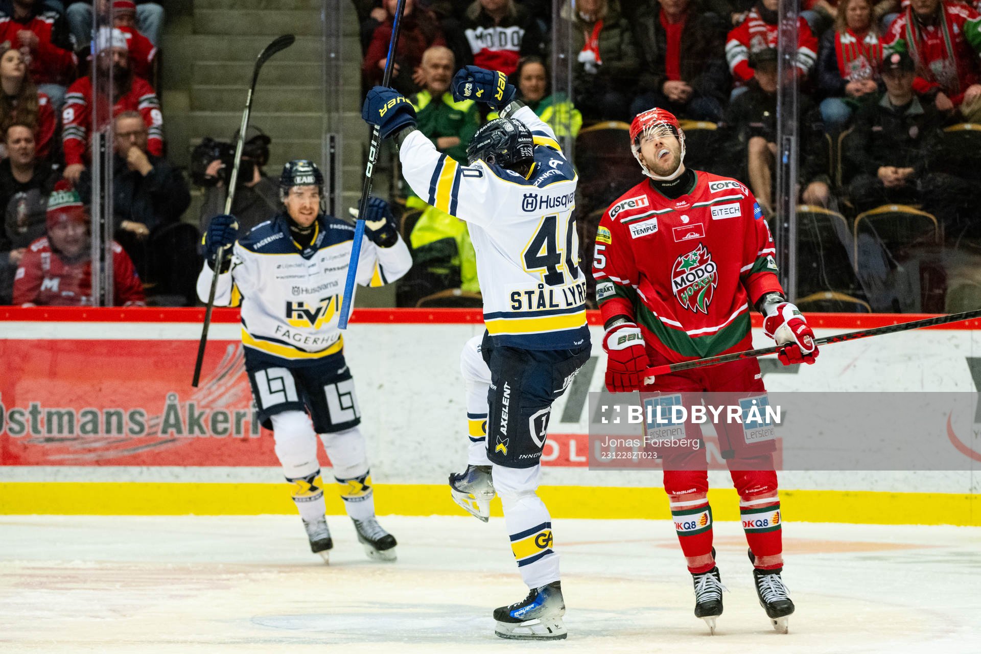 HV71s Oskar Stål-Lyrenäs jublar