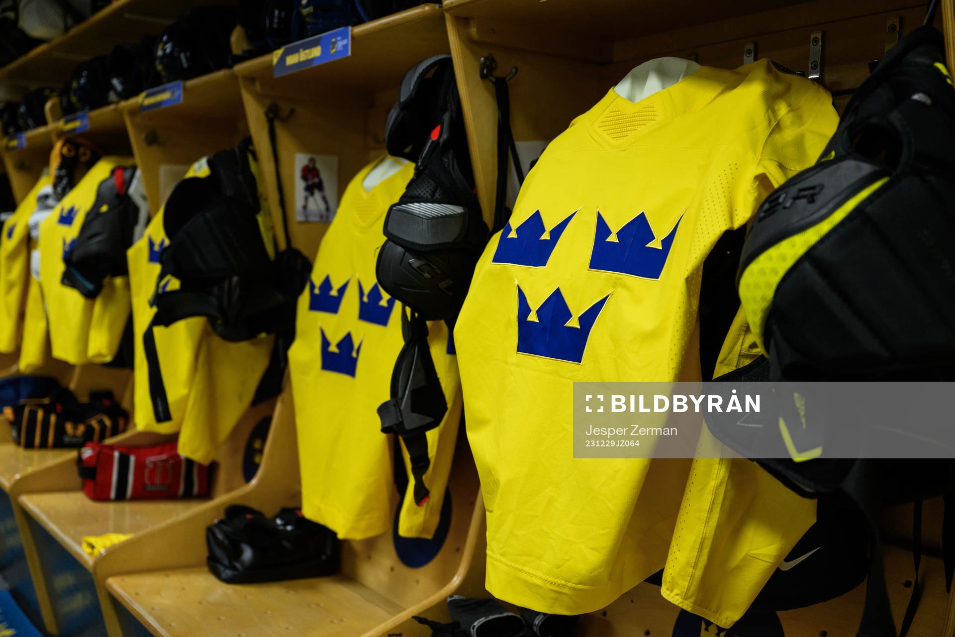 Match jerseys in Sweden’s dressing room