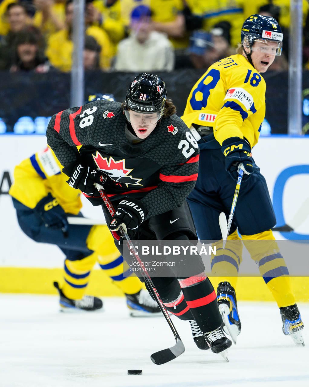 Conor Geekie of Canada and Filip Bystedt of Sweden
