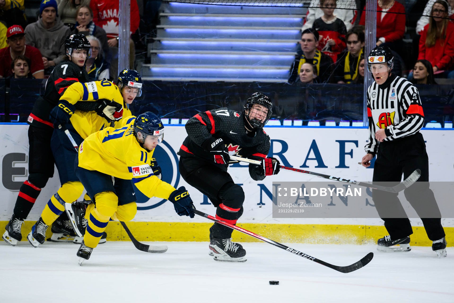 Isac Born of Sweden and Macklin Celebrini of Canada