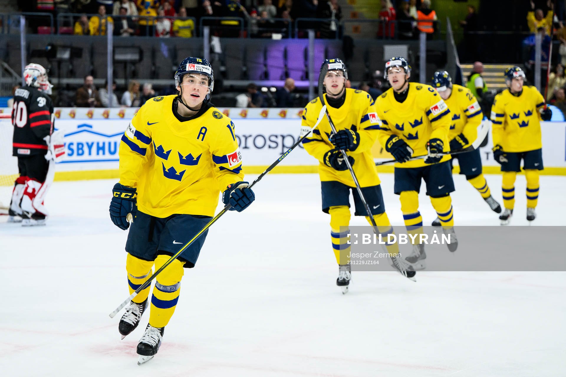 Noah Östlund of Sweden celebrates the 0-2 goal