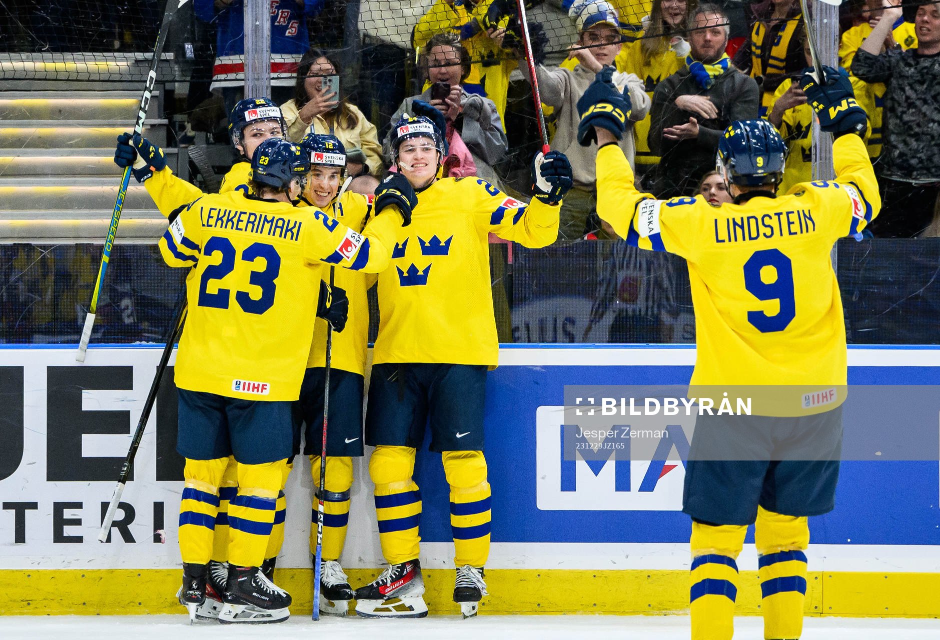 Noah Östlund of Sweden celebrates the 0-2 goal
