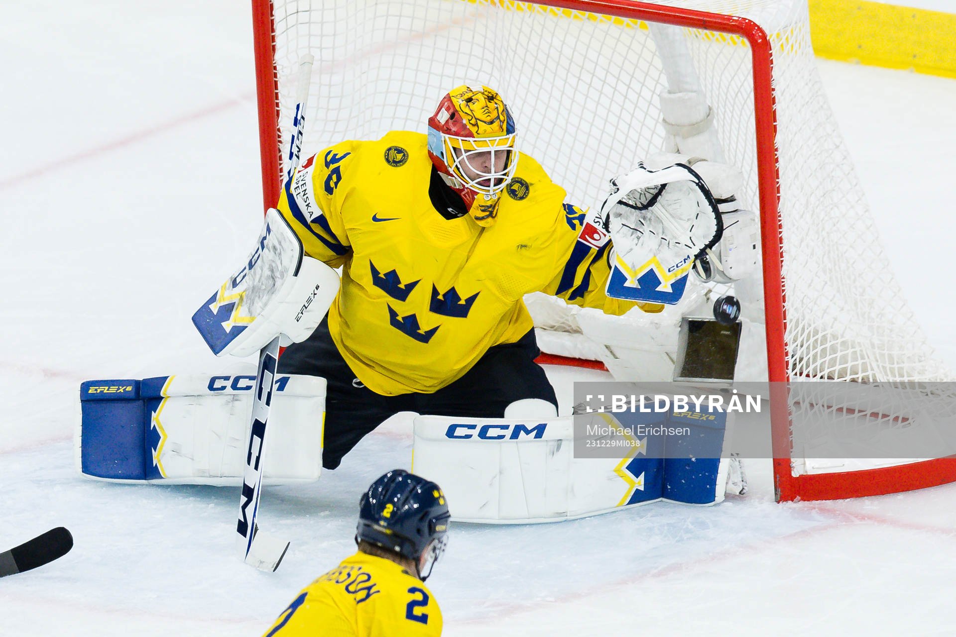 Goaltender Hugo Hävelid of Sweden