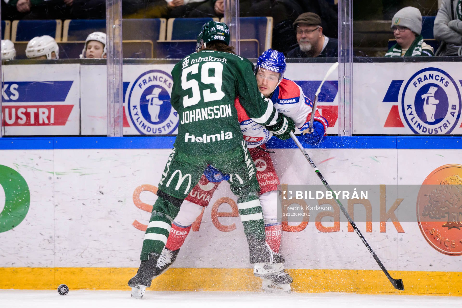 Färjestads Linus Johansson och Oskarshamns Lukas Jasek