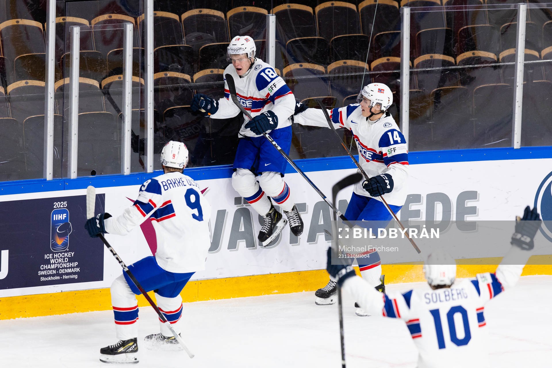 Martin Johnsen of Norway celebrates scoring 1-1