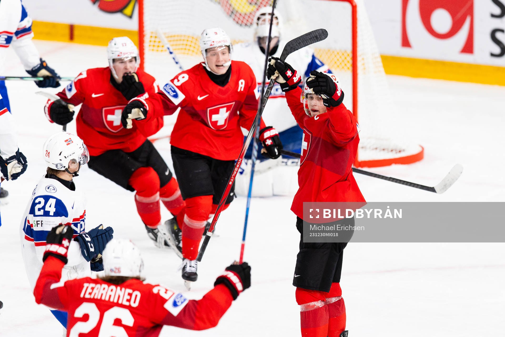 Jonas Taibel of Switzerland celebrates scoring 3-2